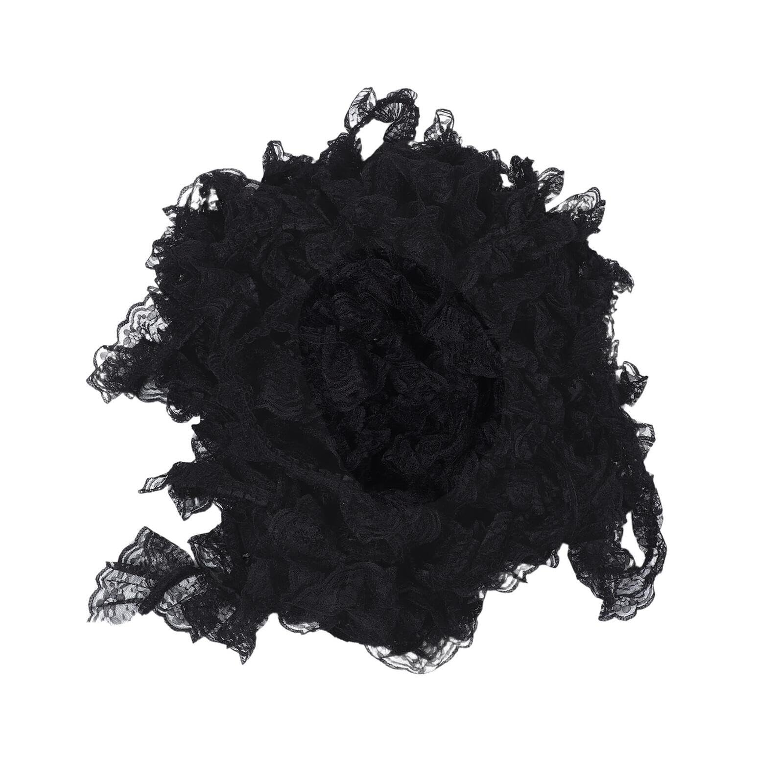 Ruban de dentelle froncé noir pour embellissements textiles