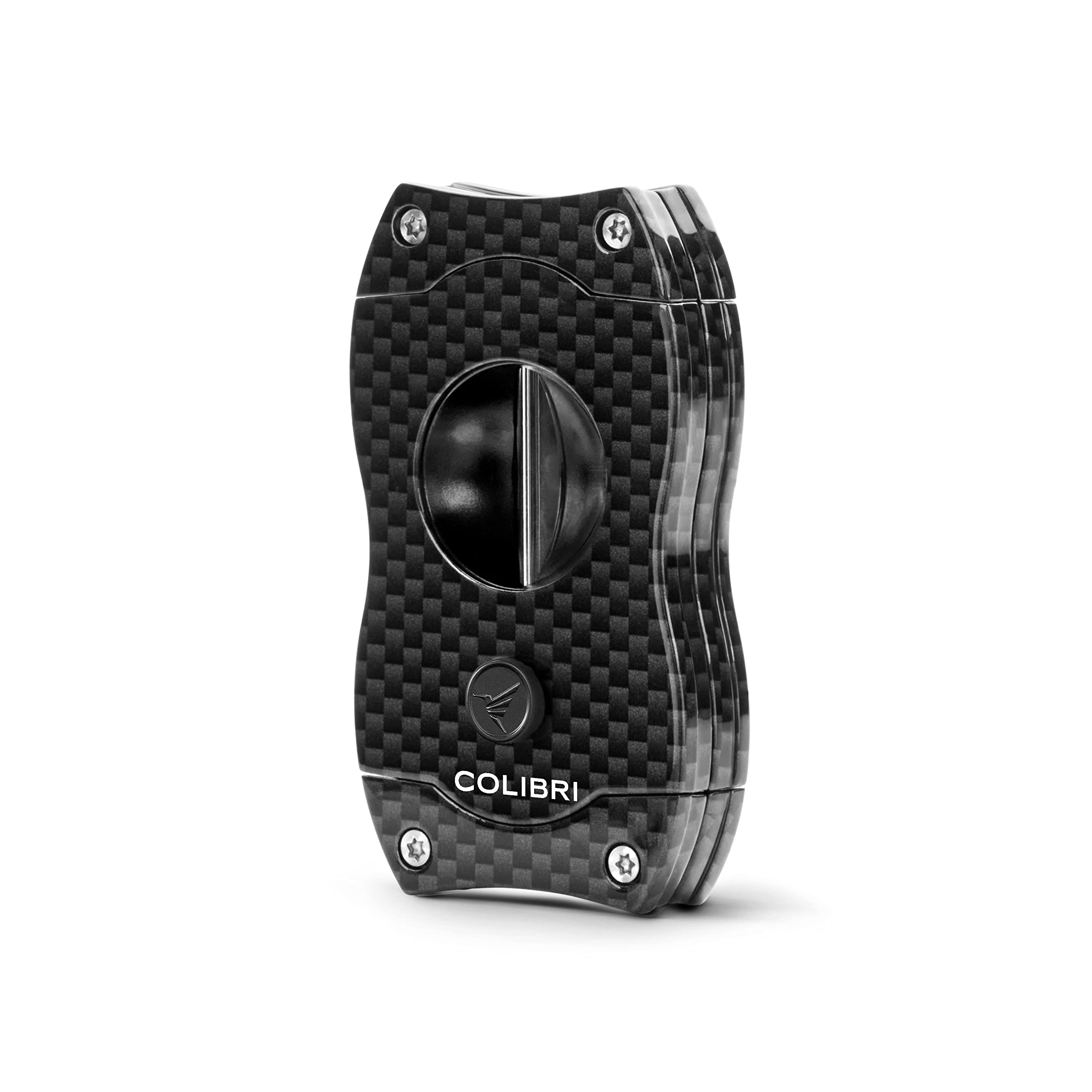 ColibriV-Cut Cigar Cutter| Black Carbon Fibre Print |Spring Loaded Release | Deep 7mm V Cut | Up-to 60+ Ring Gauge Cigars | Ergonomic Design