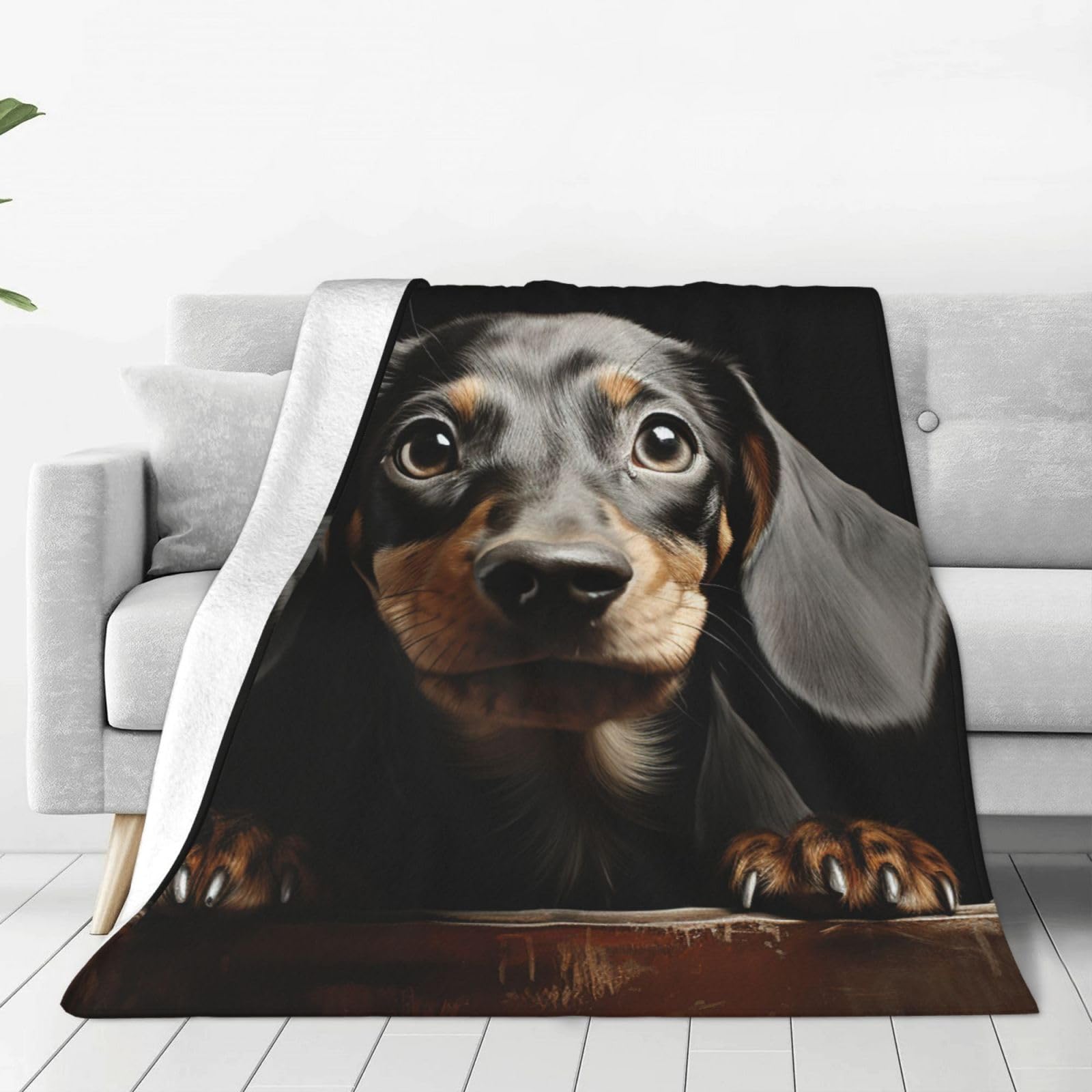 KLOPH Pad Dachshund Throw Blanket 60"x50" Flannel Fluffy Warm Blanket for Couch, Reversible Plush Blankets for Bed, Comfy Fuzzy Blanket for Sofa, Plush Lightweight-Blankets for All Season