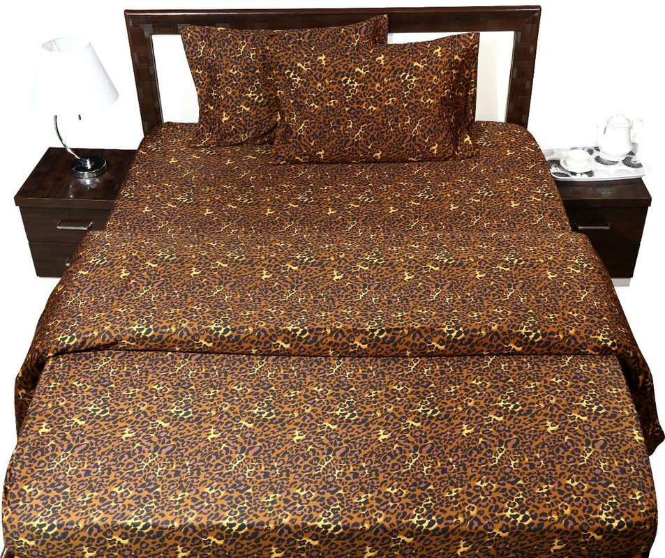 Image of Bed Sheets - Brushed Microfiber Solid Bedsheets - Flat Bedsheets & Pillowcase - Super Soft Microfiber - Breathable Wrinkle, Fade Resistant & Cooling Sheets Leopard Print Single, 1800 TC