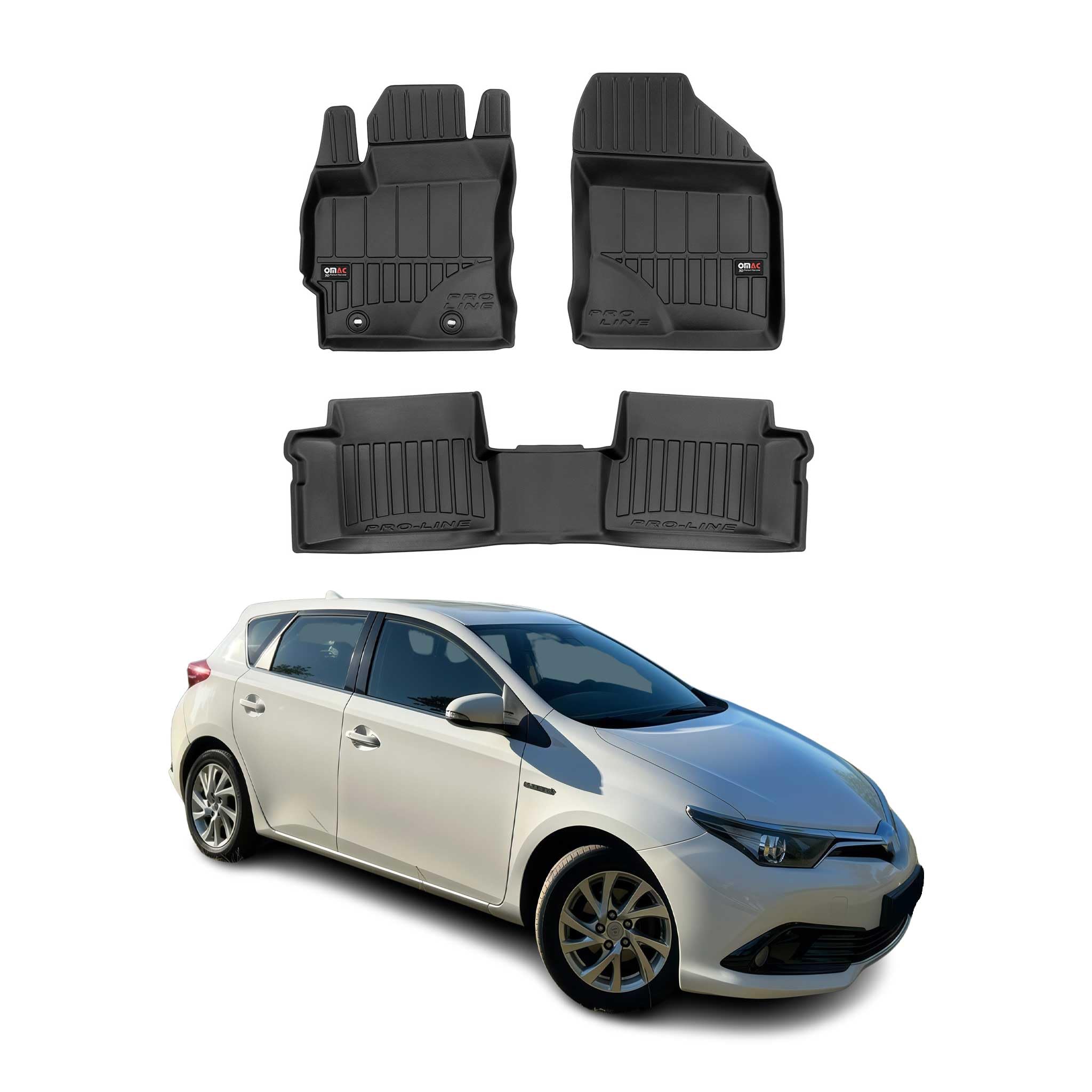 Tapis de Sol 3D TPE Premium Compatible avec Toyota Auris II Hybrid 2012-2018 | Revêtement de Sol pour Voiture - Intérieur antidérapant - Bords Hauts - Noir