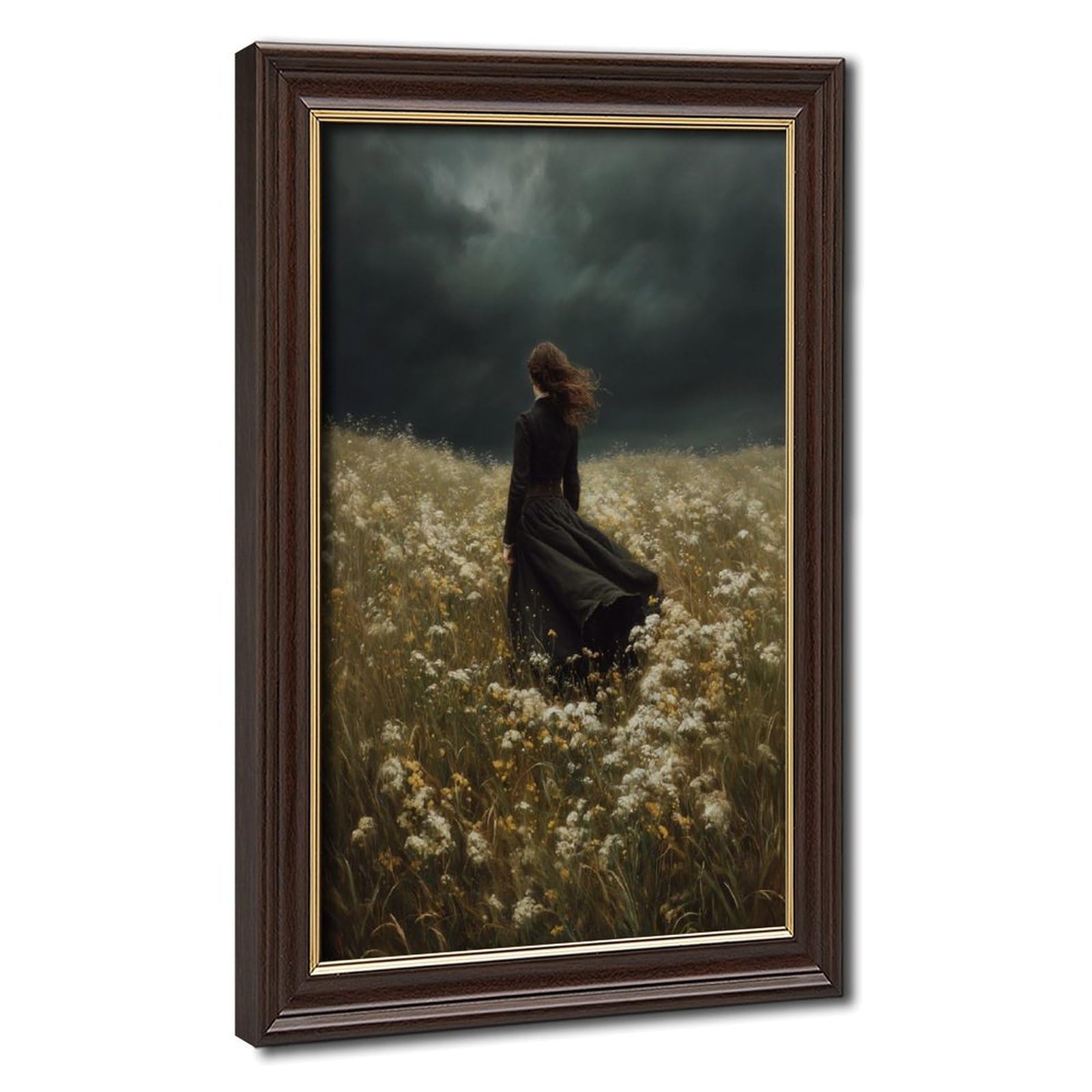 Bareronor Turquoise Wildflower Field Canvas Poster Bedroom Decor Landscape Office Room Decor Gift 8" L X 12" W