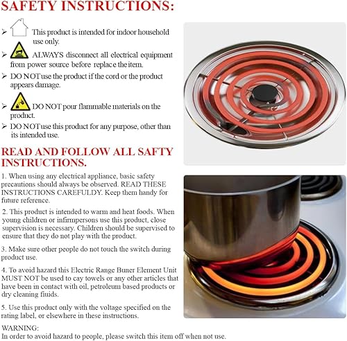 Miniatura 6 de S-Union Paquete de 4 unidades de elementos de quemador eléctrico MP22YA – 2 piezas MP15YA de 6 pulgadas y 2 piezas MP21YA de 8 pulgadas de repuesto