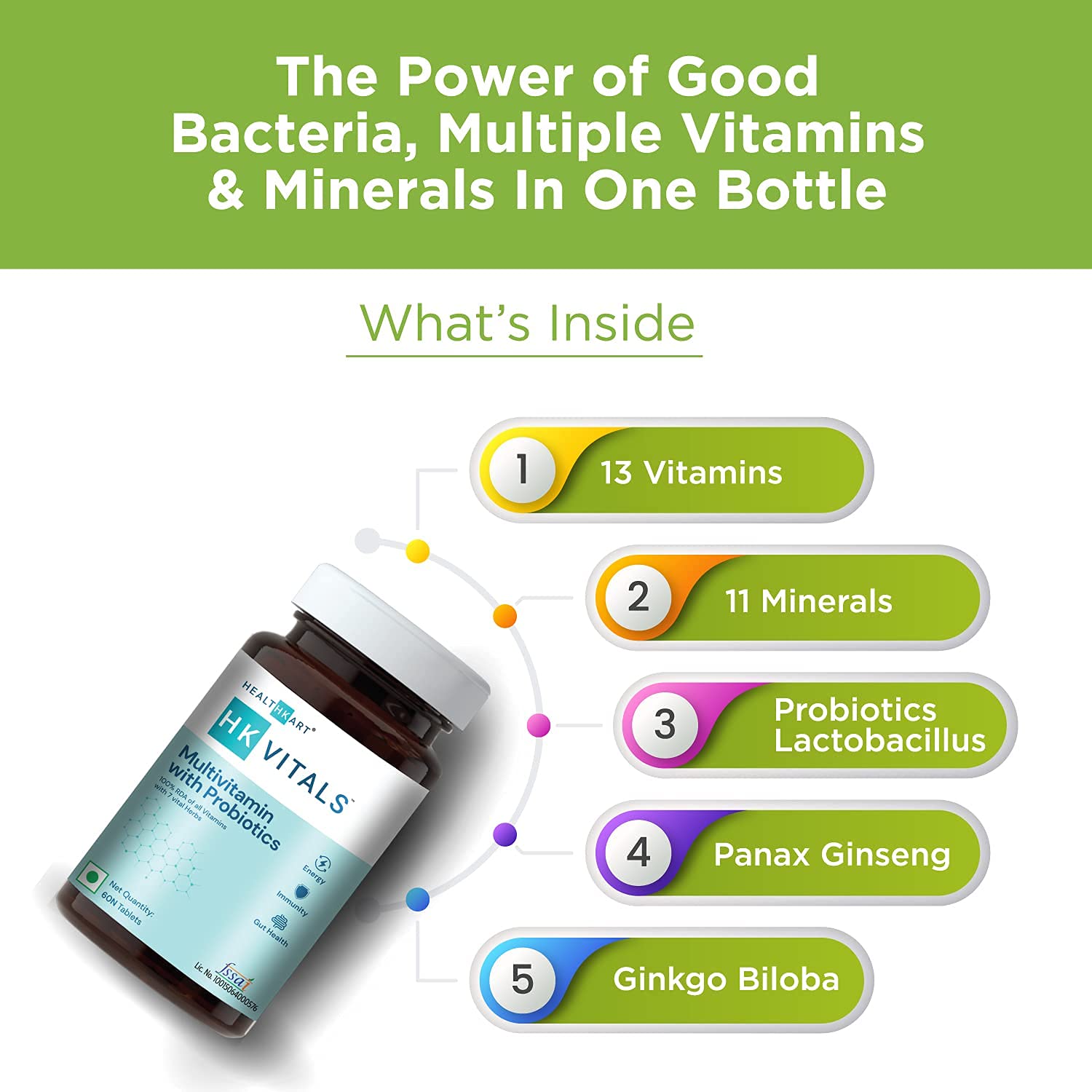 Organic Touch HealthKart HK Vitals Multivitamin with Probiotics, with