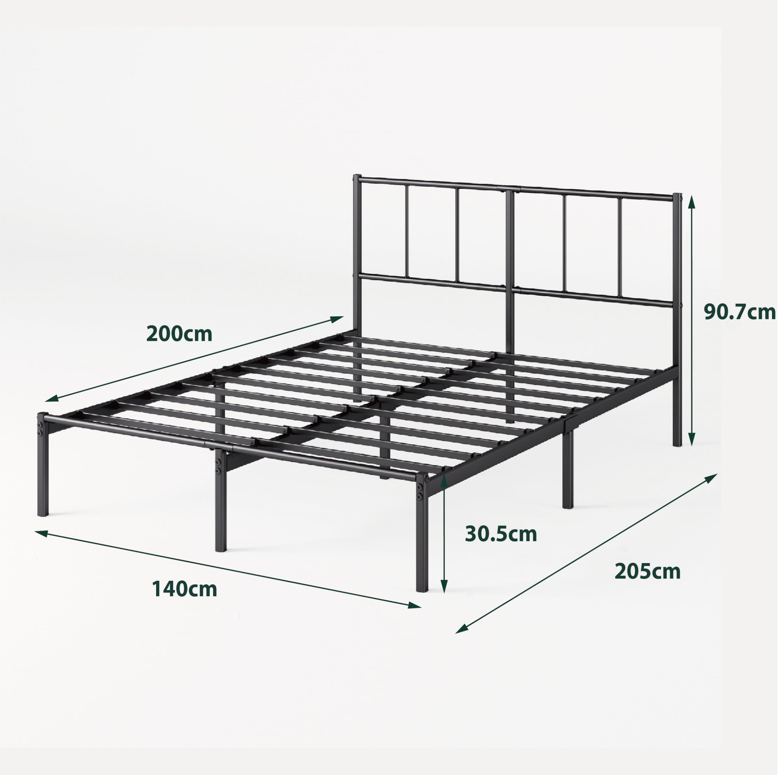 Zinus Justin Bett 140x200 cm mit Kopfteil - Metallbett mit Lattenrost - 30 – Bild 5