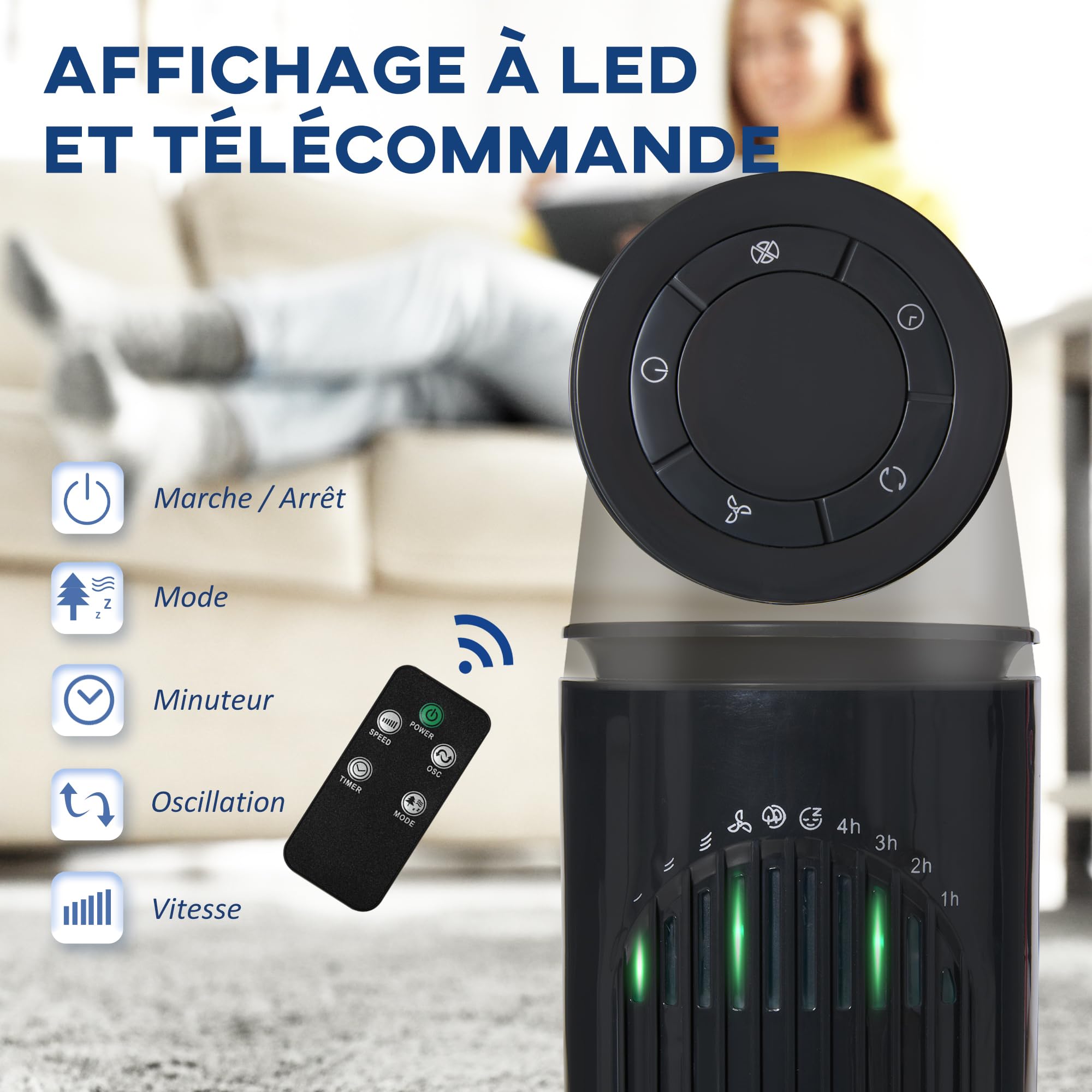 HOMCOM Ventilateur Colonne Silencieux 45 W pour Chambre 77H cm Gris Foncé | Ventilateur Tour, 3 Modes 3 Vitesses, Télécommande, Oscillant 70°, Minuterie