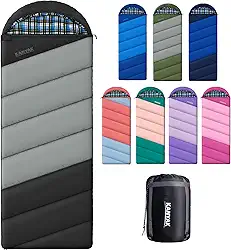 Saco de dormir com forro de flanela de algodão para adultos, adolescentes, crianças, clima frio e quente, 3 estações, equipamento essencial de acampamento compacto leve, caminhadas, atividades ao ar