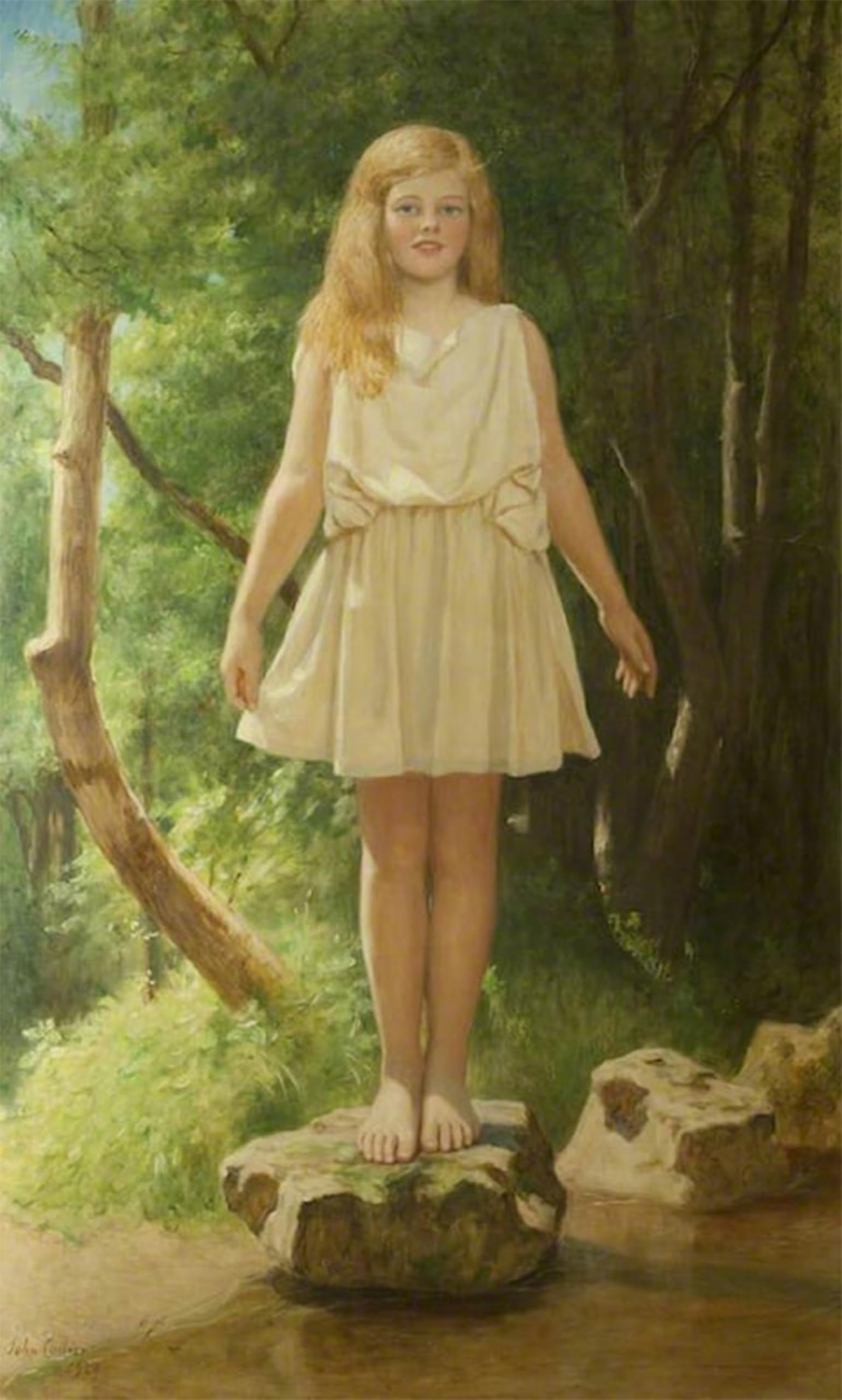 ARTXLXXBN Famous Painting Canvas Artwork Graffiti Print Stepping Stones Pamela by John Collier Portrait Canvas Image for Home Decor 60x90cm