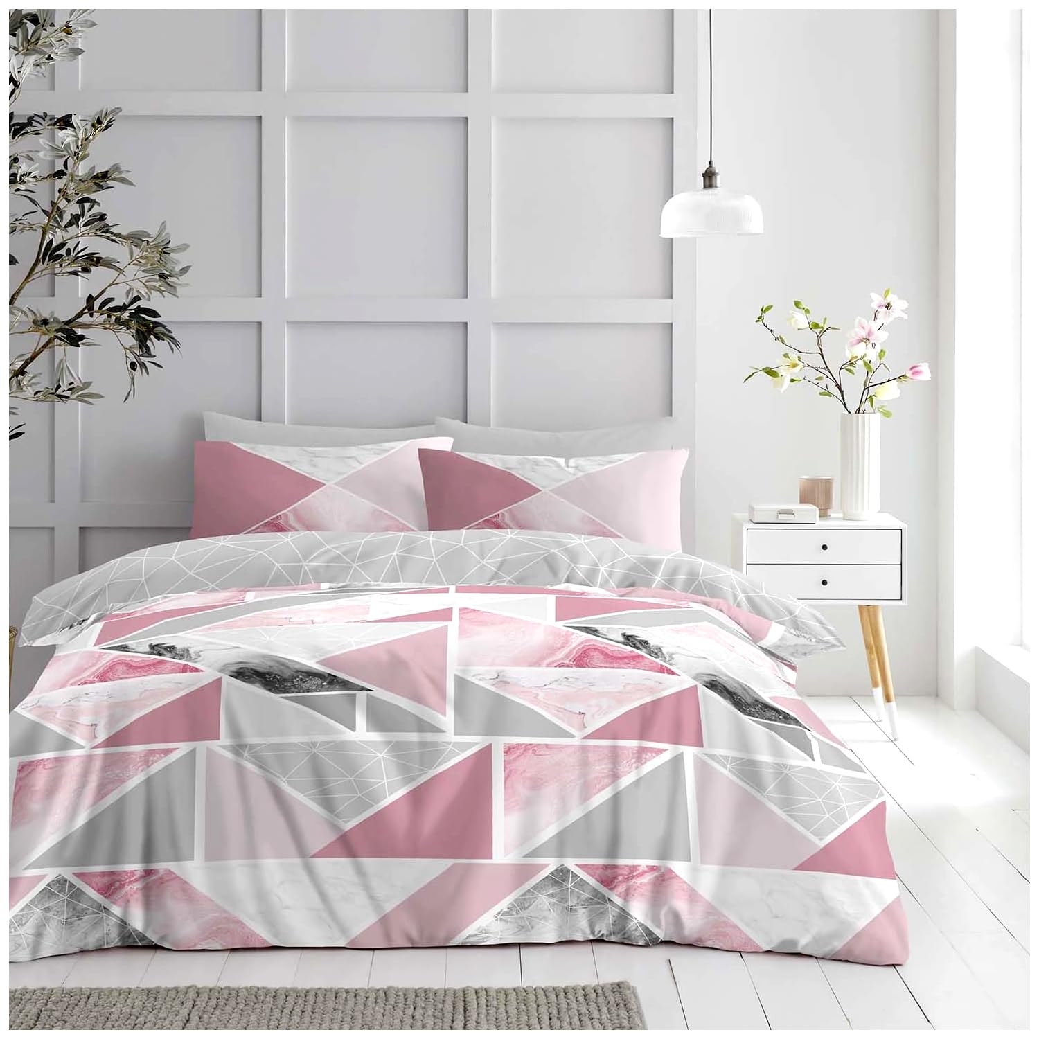 Gc Gaveno Cavailia Pink Printed Geometric Duvet Cover Set, Double,