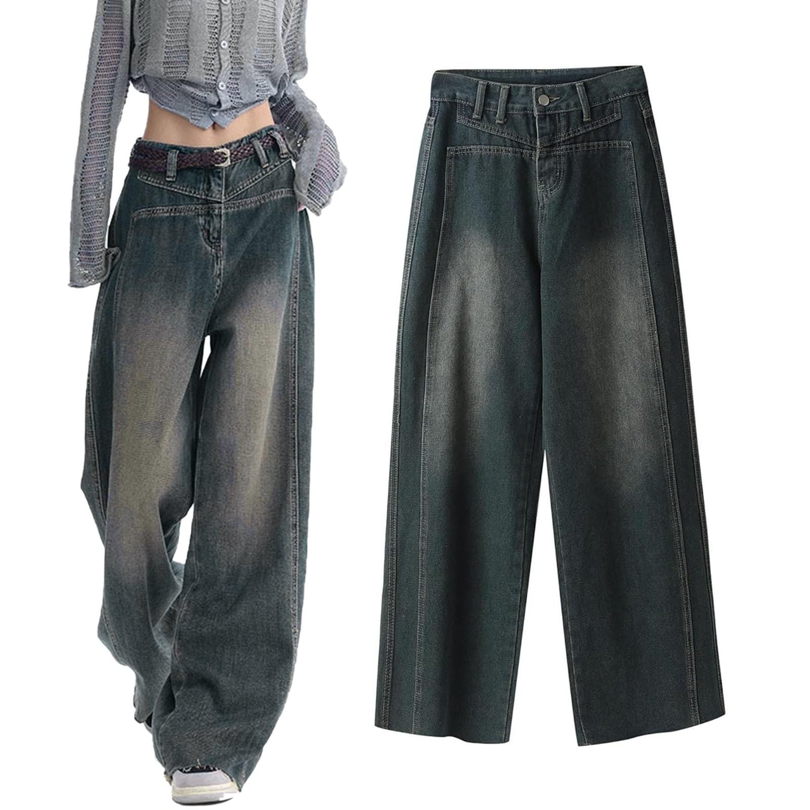 Retro Jeanshose Jeans Damen Straight Leg Slim Jeans Damen Jeans Damen Wide Leg Shape Jeans Damen Loose Fit Straight Hosen Bleistifthose High Waist Hose Damen Hose Mit Taschen Ankle Jeans Damen