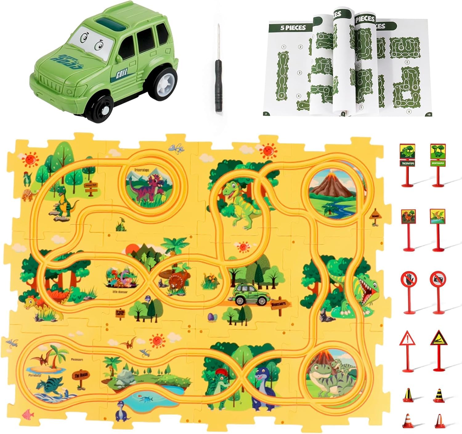 Puzzle Pista Macchinine Giocattolo per Bambini 3 4 5 anni DIY Pista del Puzzle Circuito Auto Montessori Giocattoli Educativi per 3 4 5 6 anni Ragazzi Ragazze Bambini