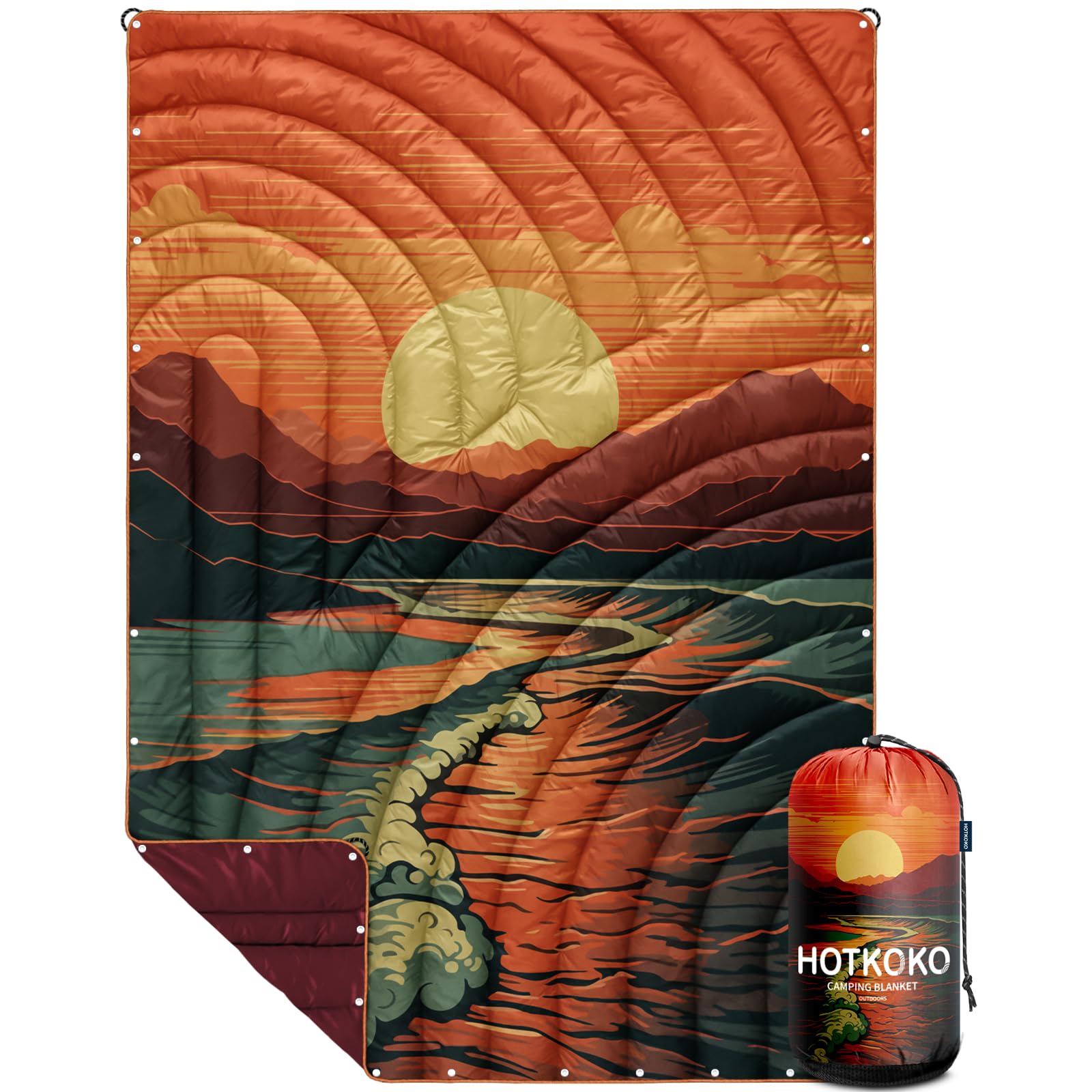 hotkoko Camping Blanket,Lightweight Down Alternative Puffy Printed Camping Blanket Packable Outdoor Blanket for Camping,Traveling, Stadium, Hiking, Picnics, Beach โ image 1