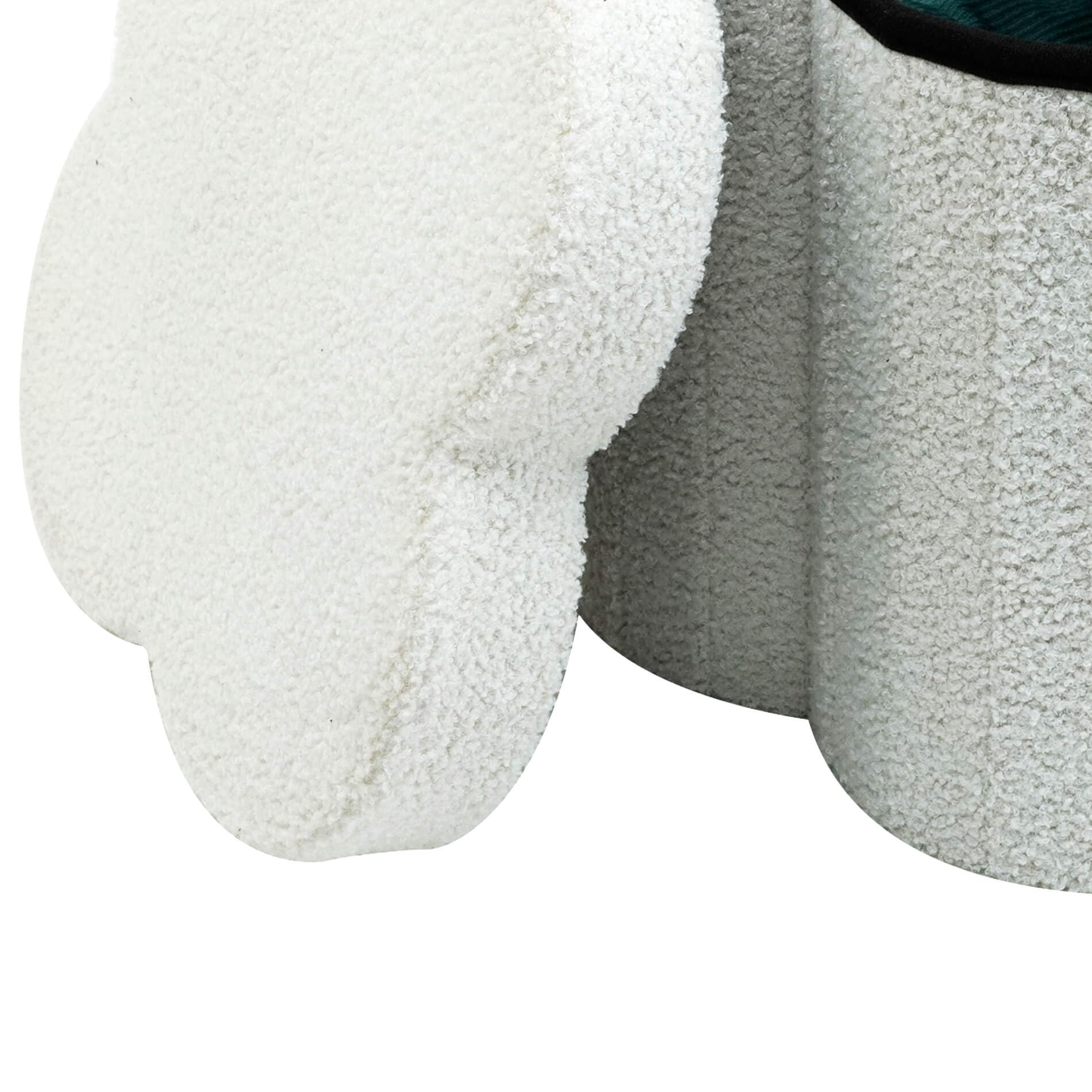 Rebecca Mobili Pouf pour Chambre d'enfant, Pouf de Rangement, Blanc, Tissu Polyester MDF, en Forme de Nuage, avec Couvercle, Pliable - Dimensions HxLxP: 40 x 40 x 40 cm - Art. RE7063