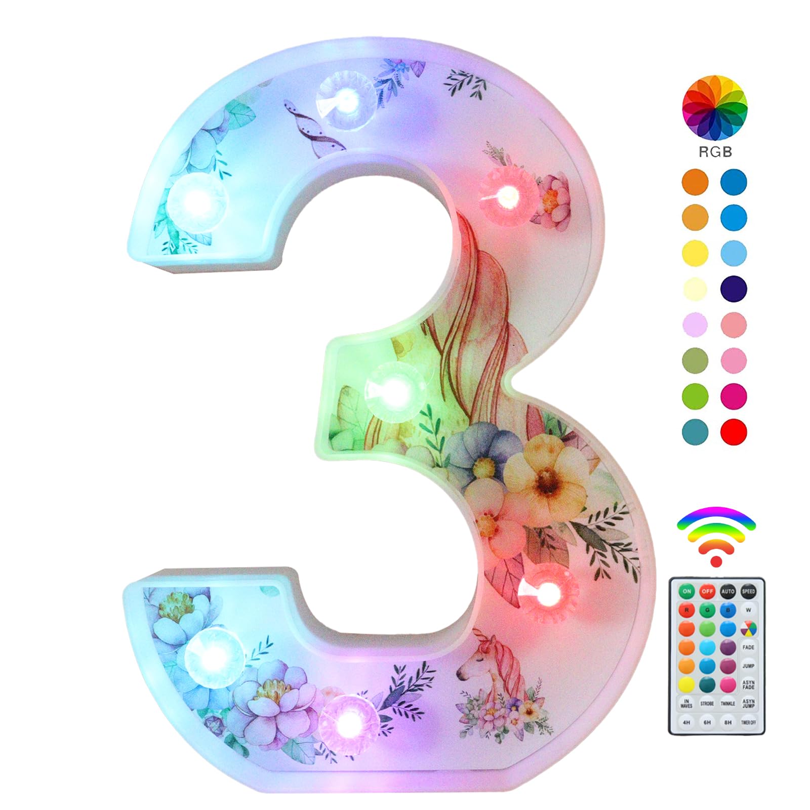 Unicorn LED Light Up Letters, 18 Color Changing Diamond Alphabet Sign Unicorn Gifts for Girls Women Party Birthday Decorations Remote Night Light Christmas Valentine Wall Table Decor - A — view 24