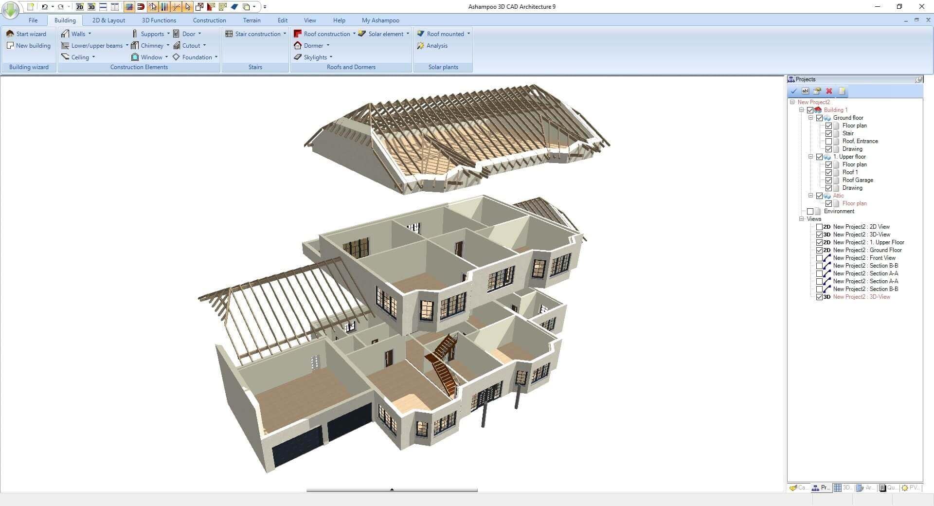 3­D CAD Architecture 14 - 3D home planner for floor plans, rooms, roofs for Windows 11, 10