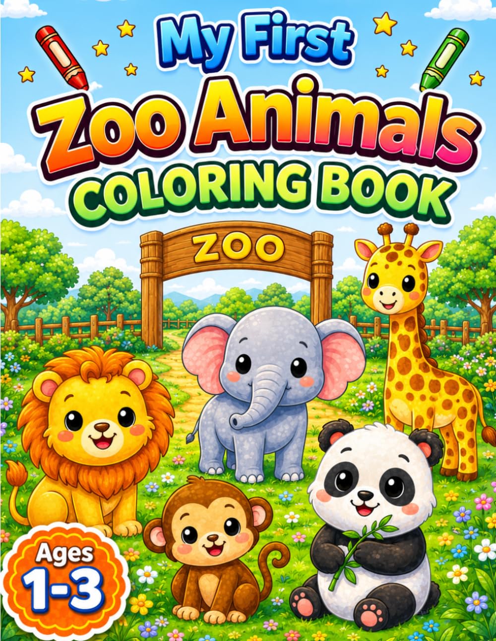 My First Zoo Animals Coloring Book for Toddlers 1-3