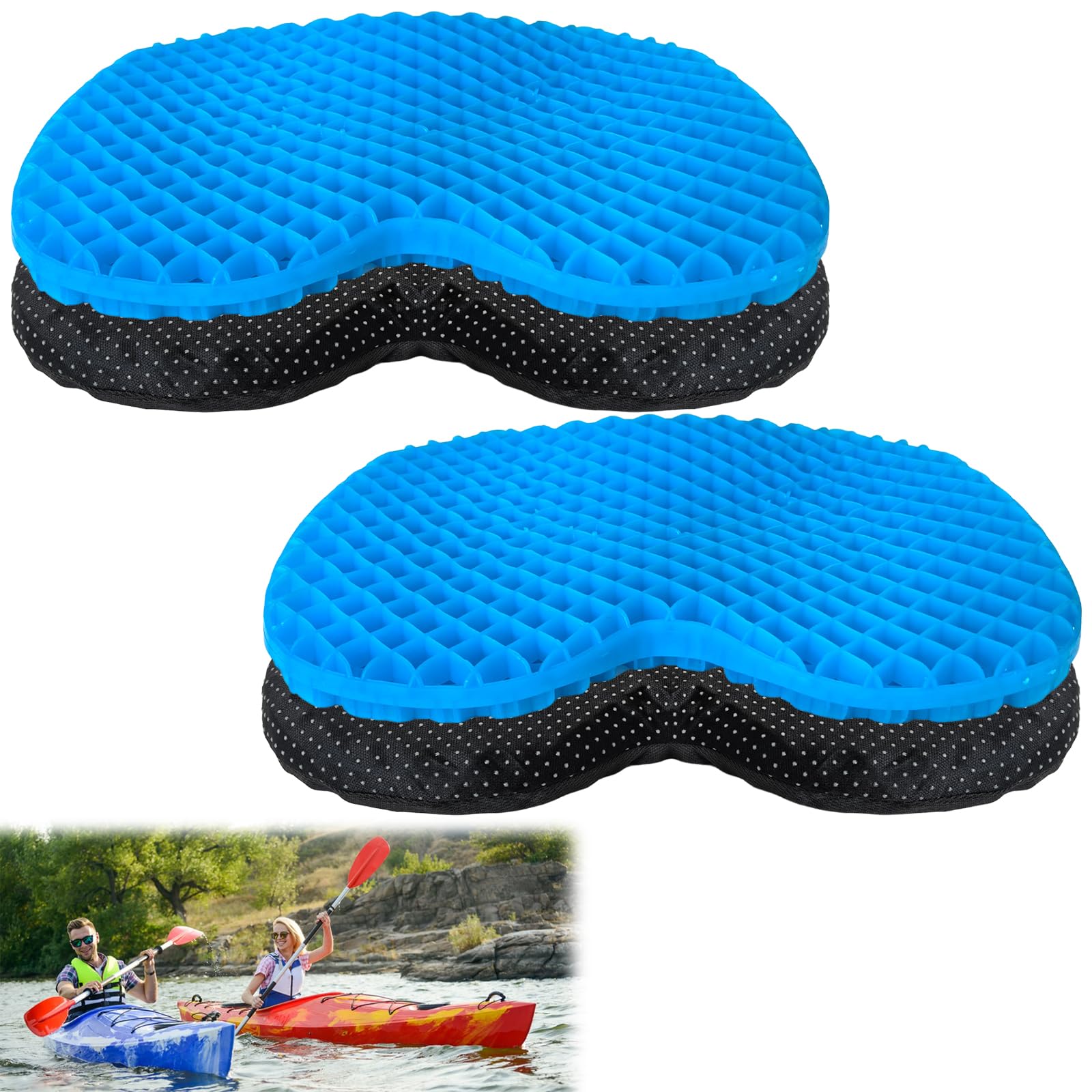 Juego de 2 asientos antideslizantes para kayak: asientos transpirables en forma de U con fundas antideslizantes y una capa gruesa de gel impermeable,