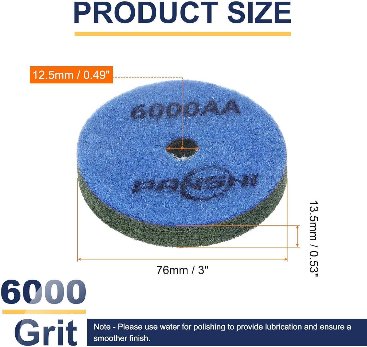 HARFINGTON Diamond Sponge Polishing Pads 3" Dia 6000 Grit Emery Sand Fiber Polishing Pad Wet Use Buffing Pad for Stone Concrete Marble Grinder Polisher Buffing Wheel, Blue Dark Green