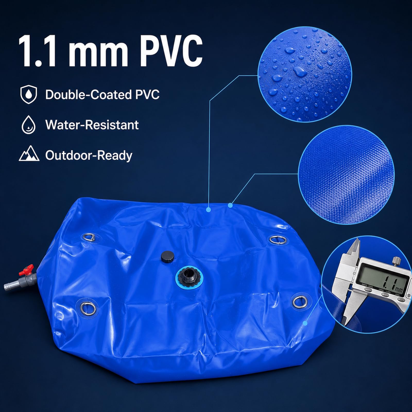 Bolsa De Agua Plegable Engrosada,Tanque Agua PortáTil Plegable,DepóSito De Agua Plegable con Grifo,Costuras Reforzadas,para Acampar,para Resistencia A La SequíA,Riego