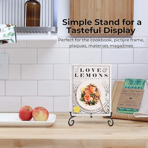 Miniatura 9 de TR-LIFE Paquete de 4 soportes de platos para exhibición, soporte de placa de 10 pulgadas + soporte de caballete de metal para marco de fotos, platos