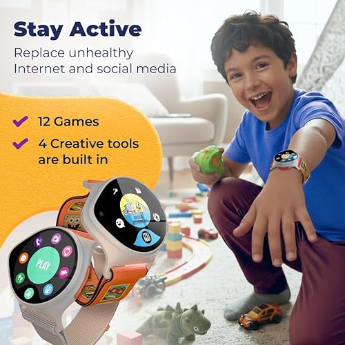 Miniatura 7 de Reloj inteligente para niños con rastreador GPS, SOS y control parental, reloj inteligente para niños, llamadas telefónicas y mensajes de texto,