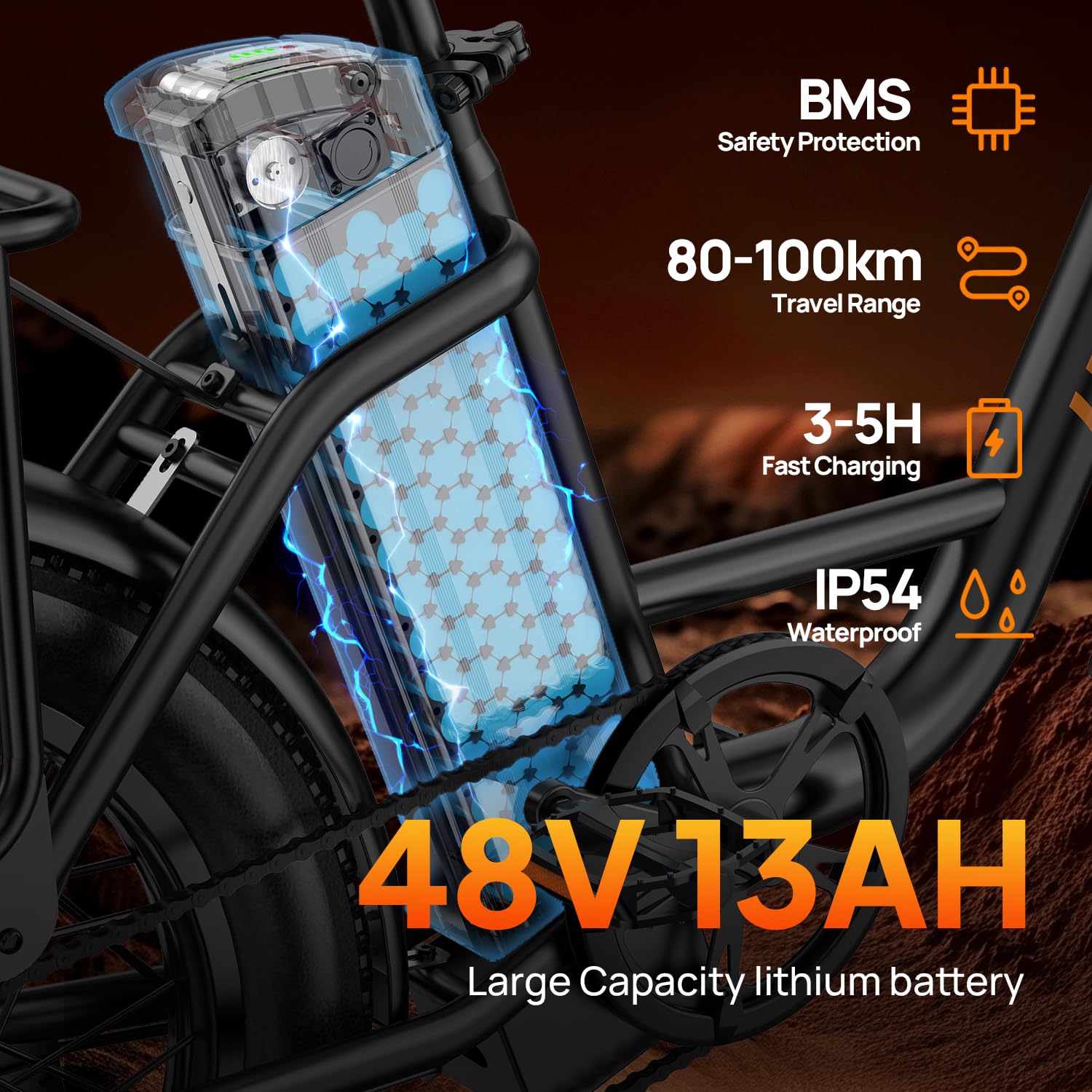 URLIFE E Bike für Erwachsene, 20 * 3.0" Fat Tyre Elektrofahrrad Für Stadtpendler, 48V 13Ah Austauschbarem Akku bis 100KM, 250W Motor mit LCD Display, 7 Gang Elektrofahrräder Für Herren Damen