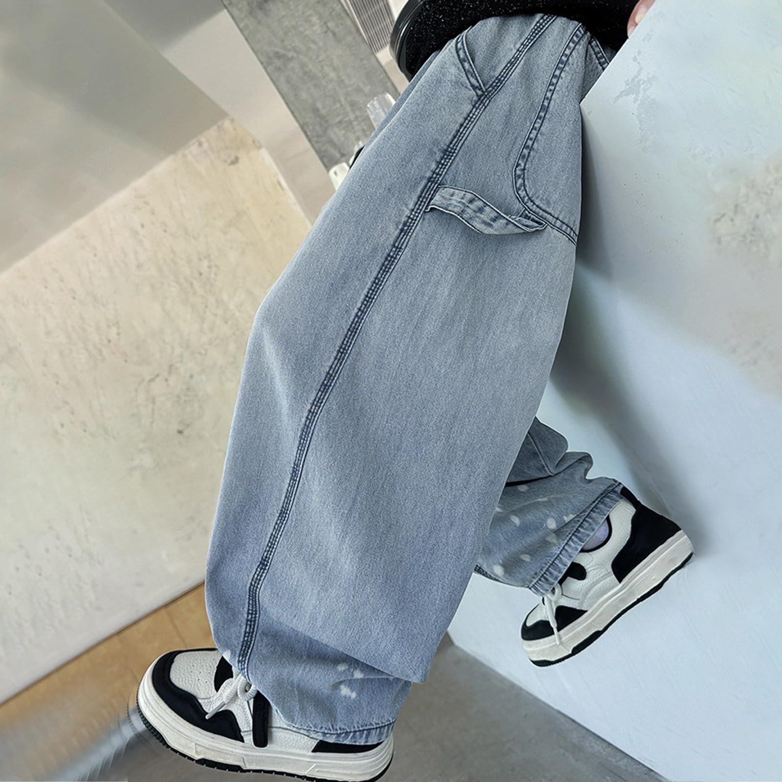 Generico Jeans Bambini e Ragazzi-Pantaloni Estivi Leggeri Casual per Bambini dai 5 ai 16 Anni, in Lino e Denim, Traspiranti, Comodi da Indossare Ogni Giorno, per Primavera, Estate e Autunno.