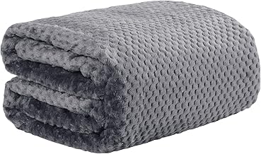 True Face Waffle Blanket Throw Over Sofa Bed Warm Fleece Faux Fur Grey King 200 X 240cm