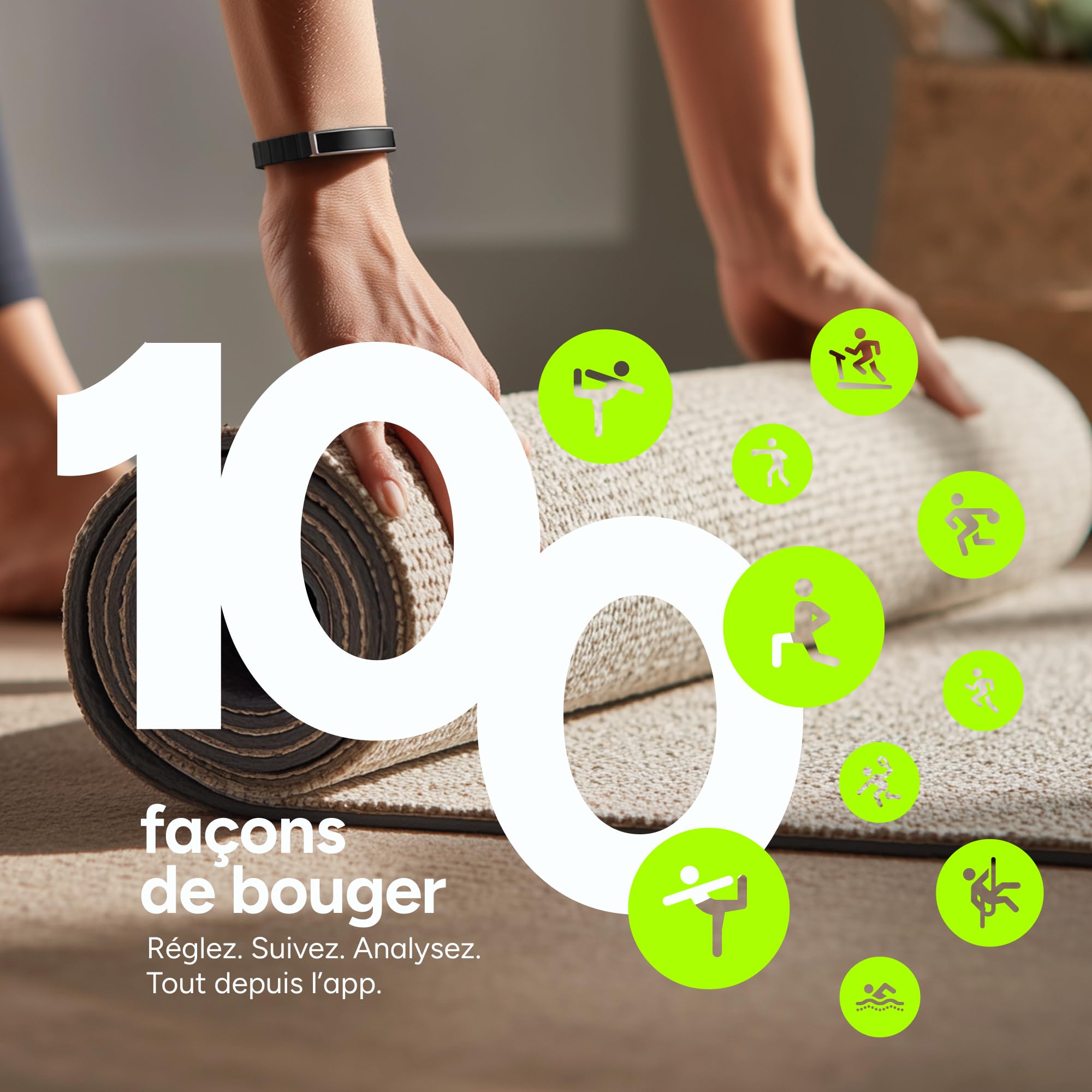 KSIX Bracelet connecté Serena pour Femmes avec écran, Suivi d'activité et de Sommeil, 100 Modes Sportifs, autonomie de 7 Jours, étanchéité jusqu'à 5 ATM, 2 Bracelets (Silicone et métal)
