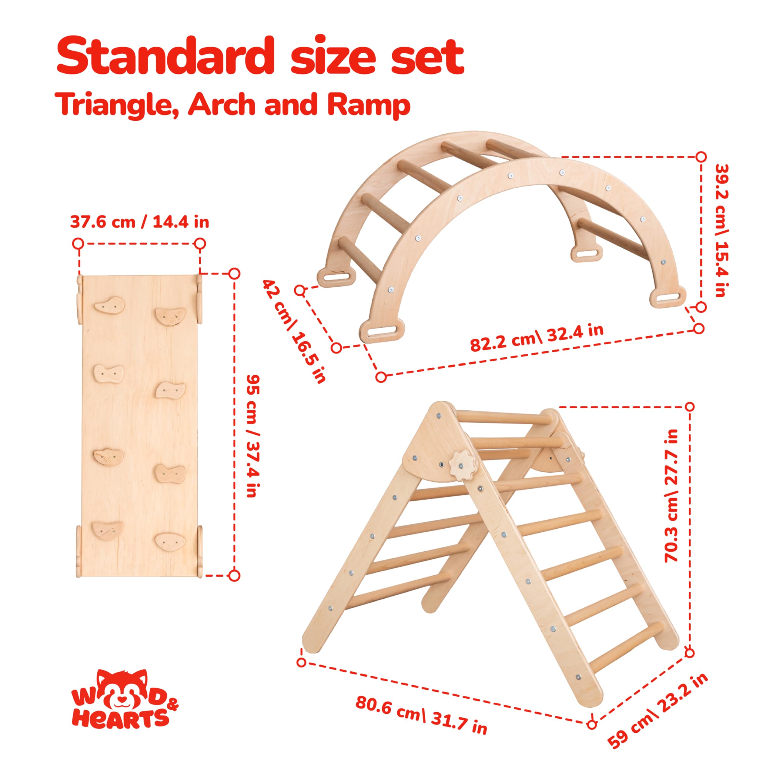 Triangle de Pikler Montessori mur d'escalade + BIG rampe échelle tupti.wood