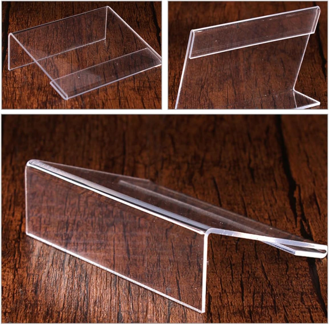 COHEALI 10pcs Small Acrylic L Shaped Price Tag Holders for Store Displays | Reusable Stand Design, Compact Storage, Wear Resistant Finish