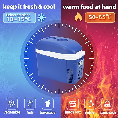 Miniatura 4 de Iceblue Mini nevera, refrigerador de 7 litros9 latas para el cuidado de la piel con cinturón, enchufe de CA y cargador de coche de 12 V,