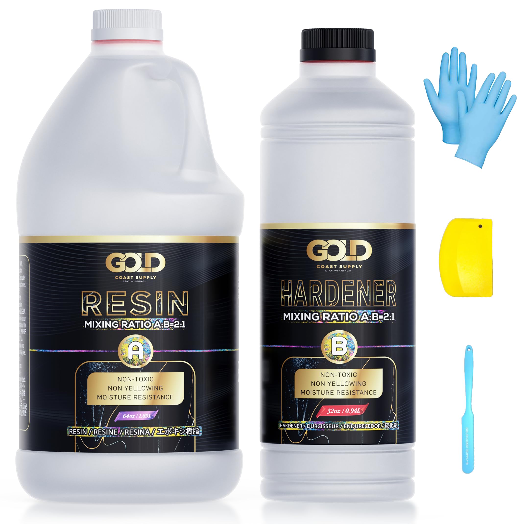 Deep Pour Epoxy Resin 96 oz for River Tables, Crafts & Art Castings - 2:1 Ratio Non-Toxic, Self Leveling, Up to 4" Pouring Depth (64 oz Resin + 32 oz Hardener) (2.84L)