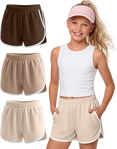 JoyMotion 3 Pack Girls Athletic Dolphin Shorts, 3-Color, 11-12 Years