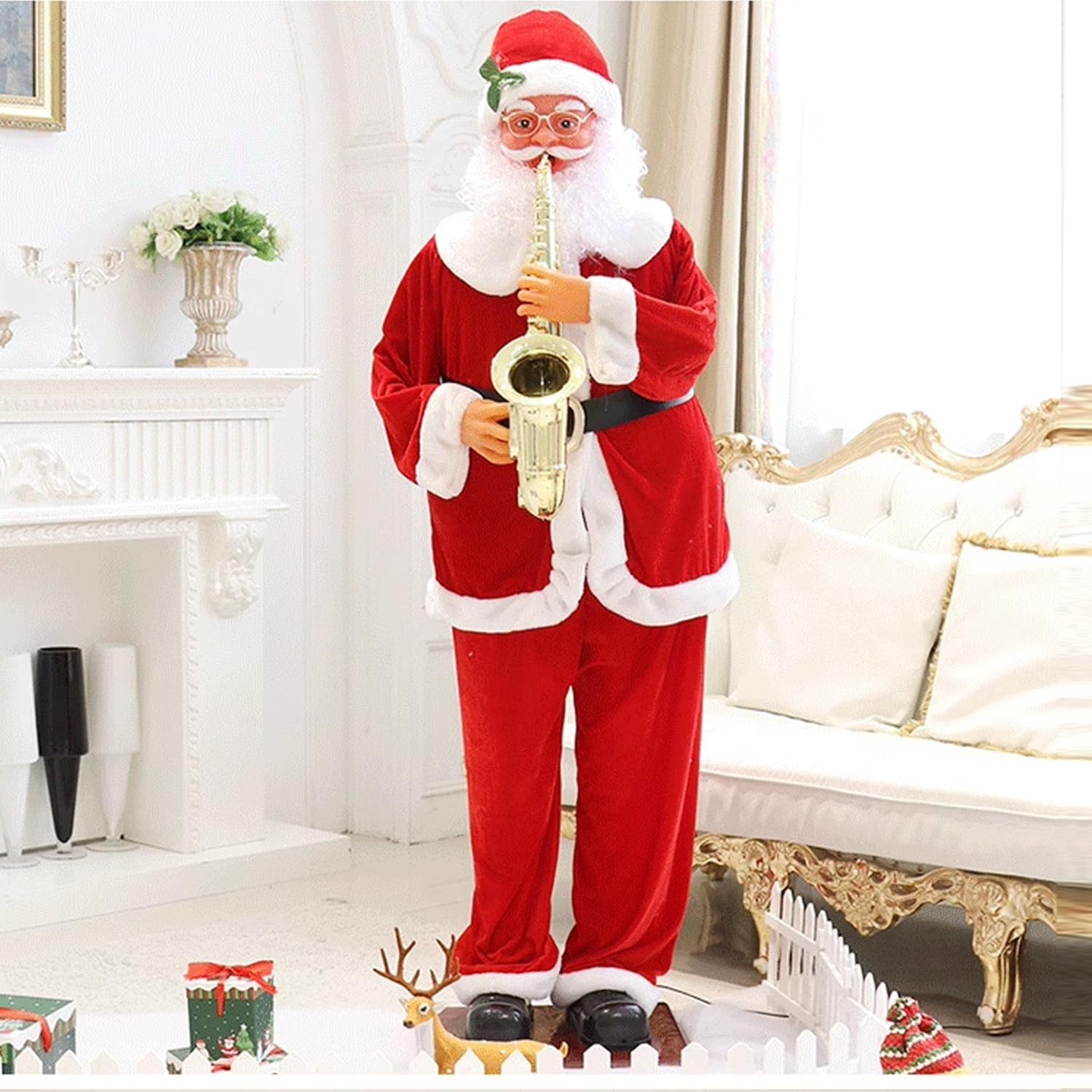 Père Noël Électrique 1,8 M avec musique et capteur infrarouge pour décoration