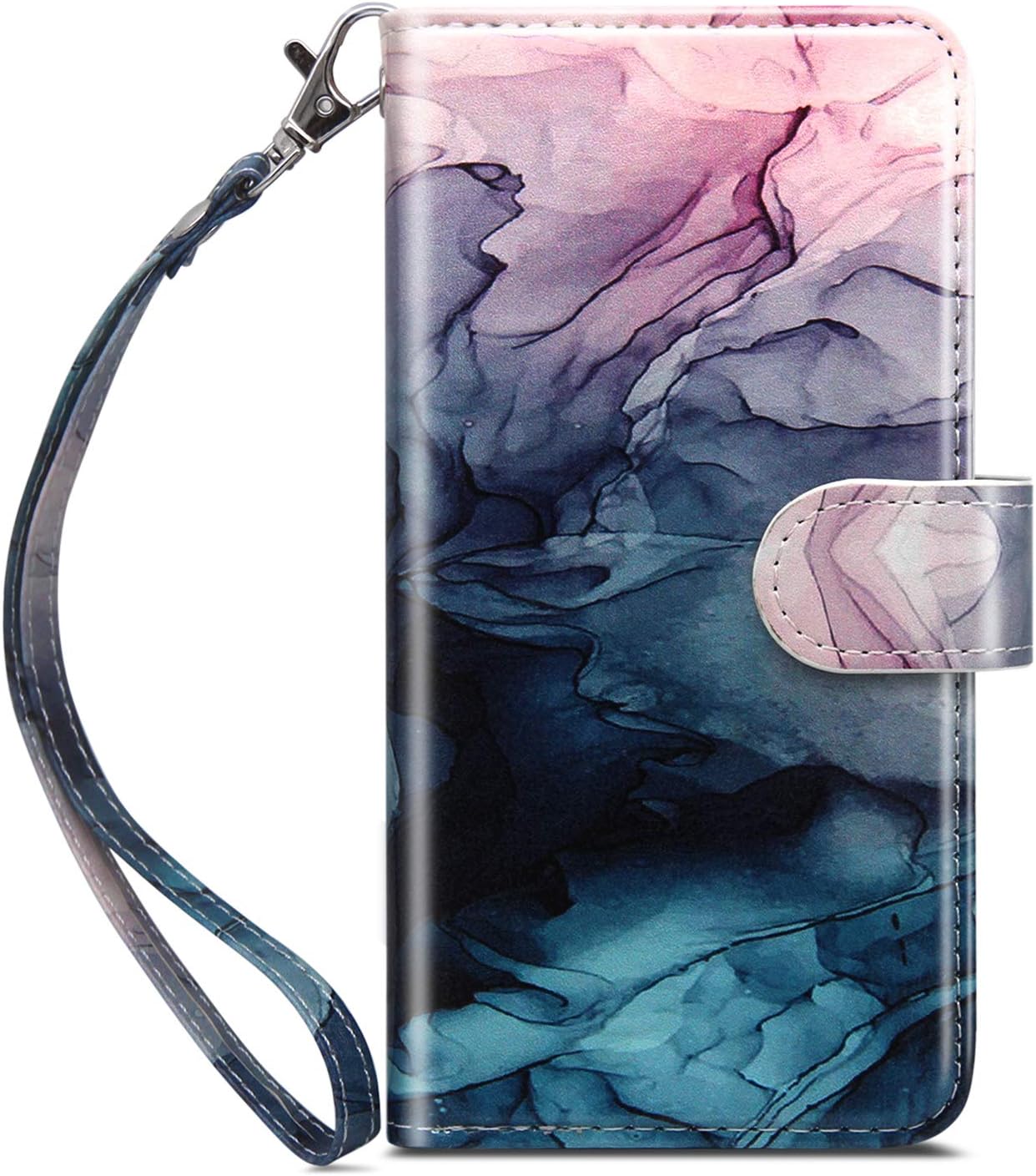 Dailylux Case for iPhone XR 6.1 Inch 2018, [Built-in 9 Card Slots] Protective Faux Leather Folio Flip iPhone XR Case Wallet Design with Cash Holder, Magnetic Closure, Ink Watercolor