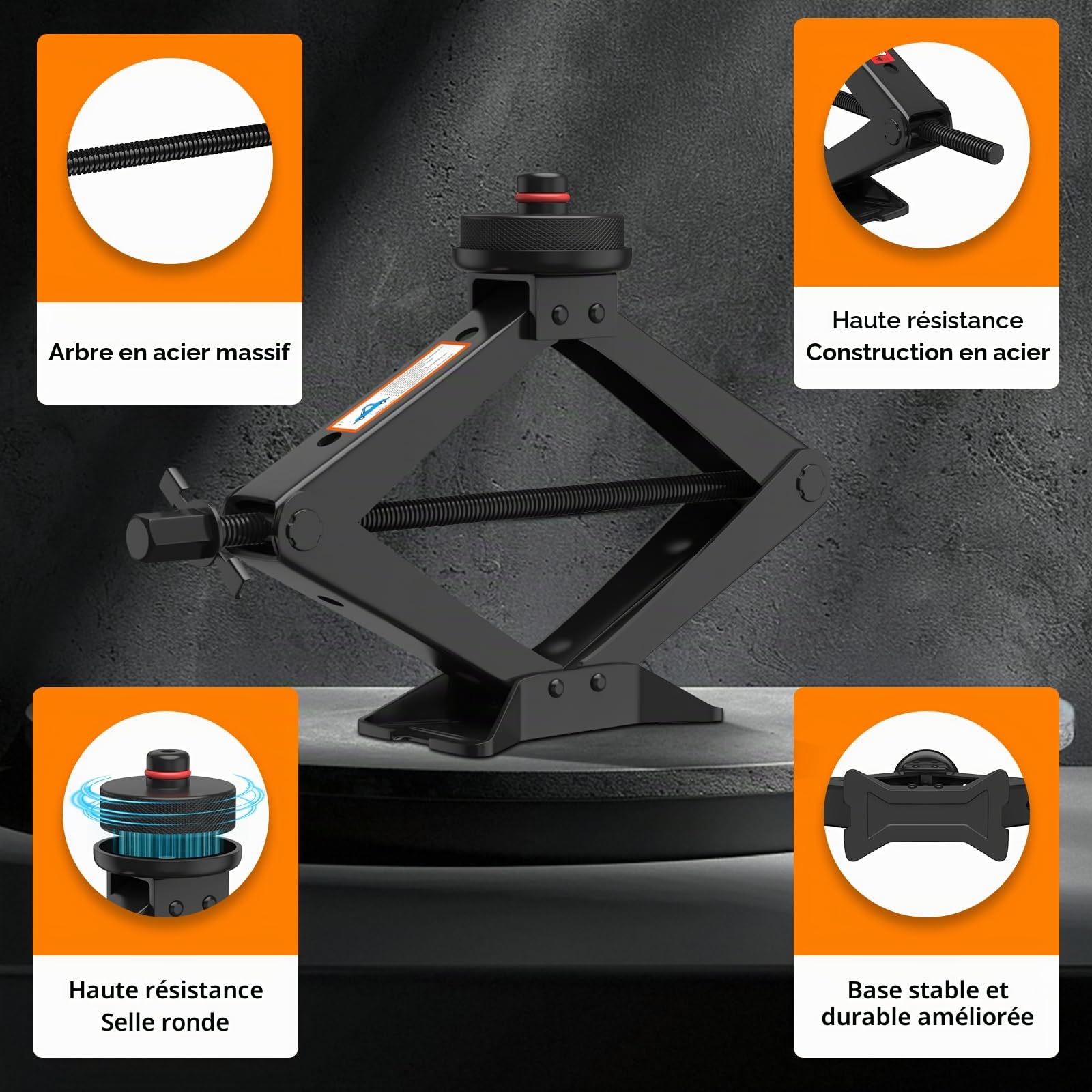 IMAYCC Mise à Niveau Cric Voiture 3T,Universel Crique Voiture pour Tesla Model 3/Y/S/X,Cric à Ciseaux pour Tesla avec 2Tesla Jack Pad,Poignée à cliquet et Clé à Molette, Set Tools Cric de Levage Tesla