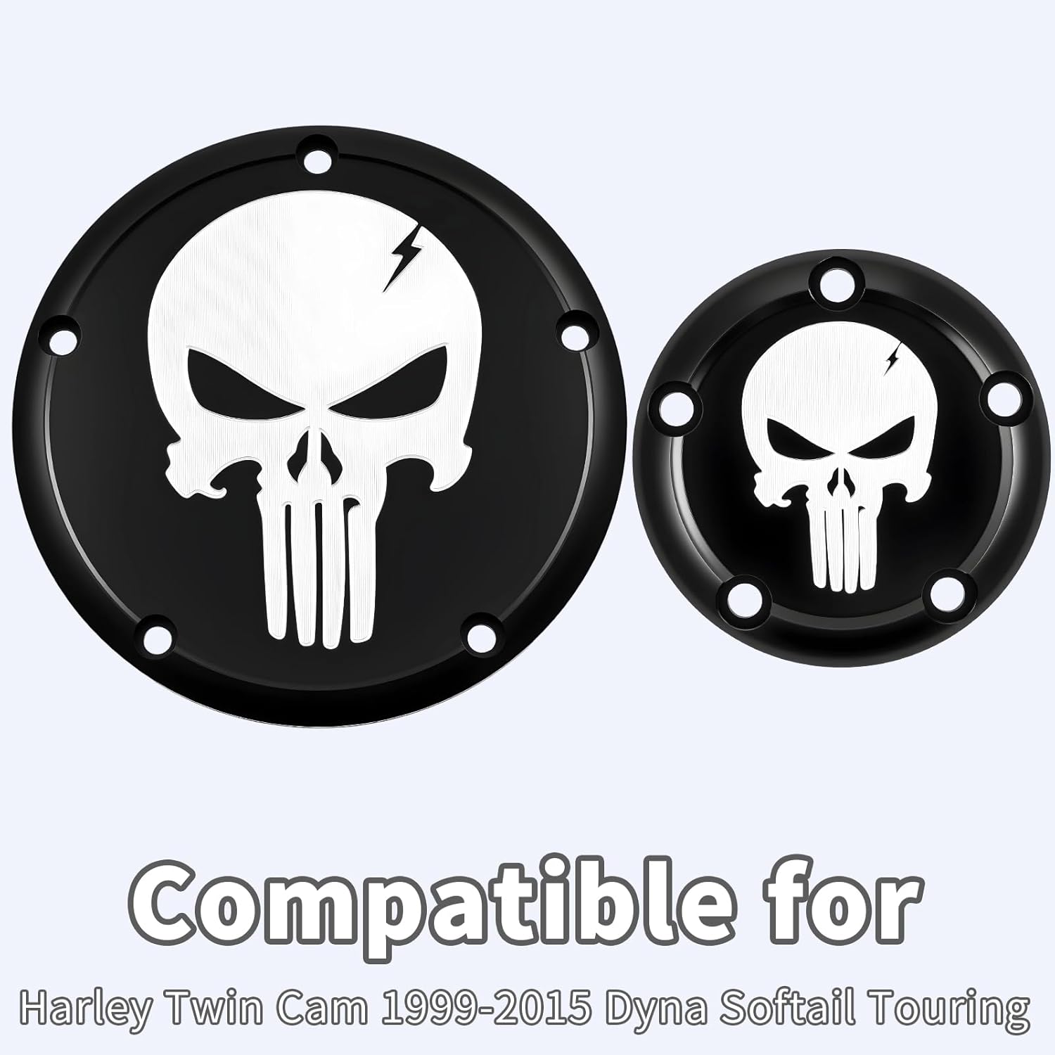 Skull Clutch/Derby Timer and Points Covers for Harley Twin Cam 1999-2015 Dyna Softail Touring Road King Electra Glide Street Glide Road Glide Tri Glide,Black