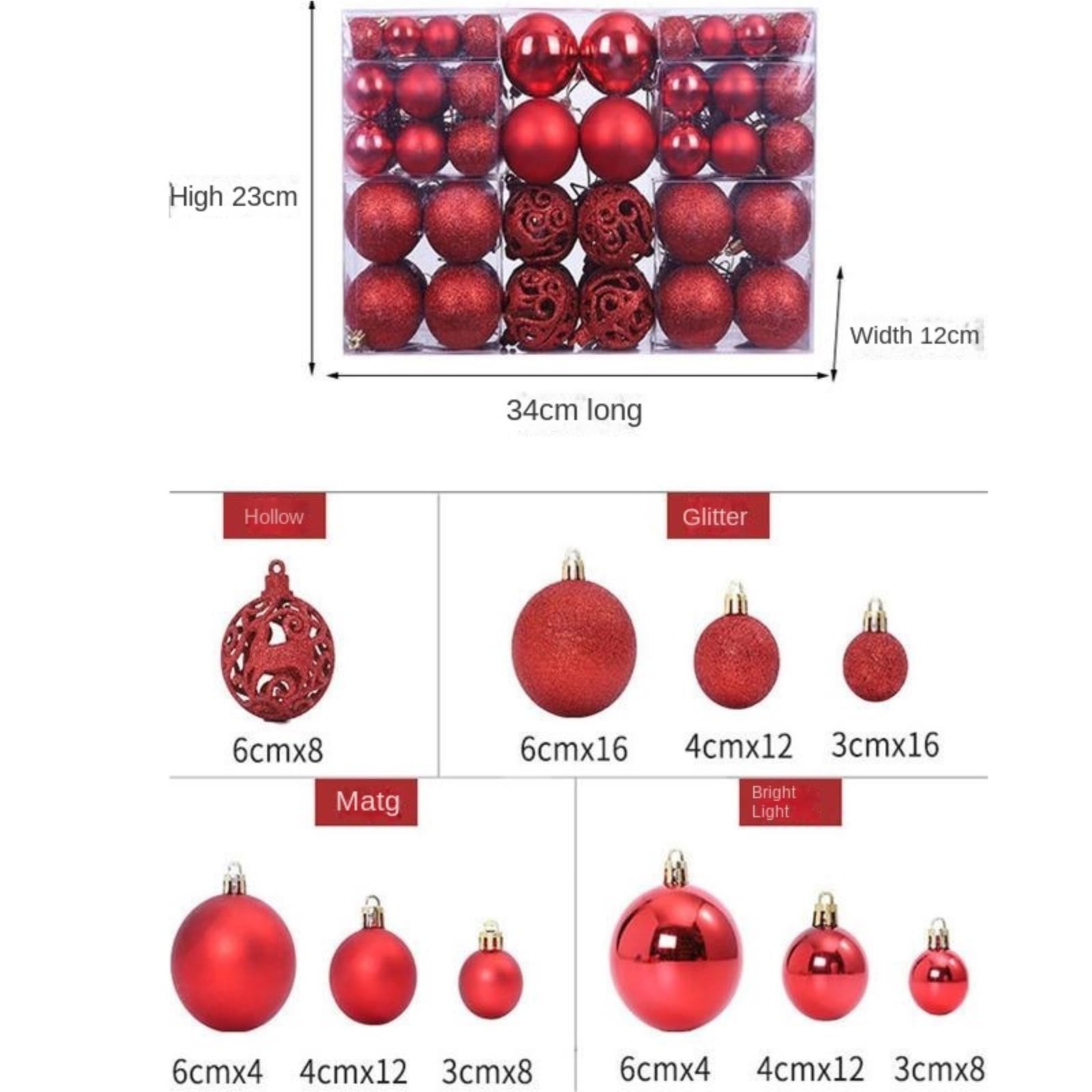 Baumschmuck Weihnachtsdekorationsset Mit 100 Teilen, Durchmesser 3-6 cm, Heimdekorationen Weihnachtskugeln(Brown)