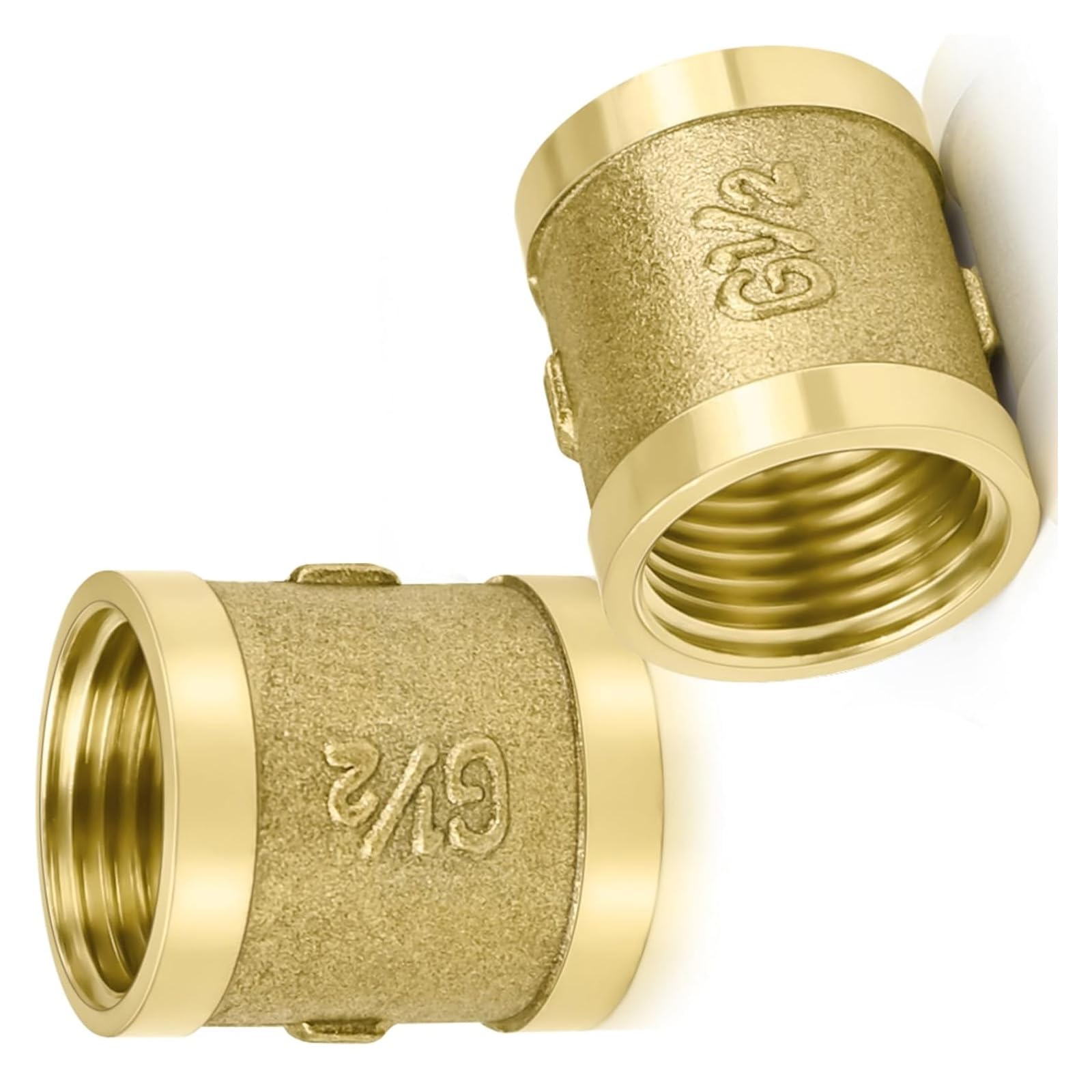 Hdoytxxm 2Pcs Durability Copper Pipe Sleeves Adapters G1 / 2Inch Threaded Couplers For Water Pipe Connection Antileak Sealing High Temperature Copper Couplings