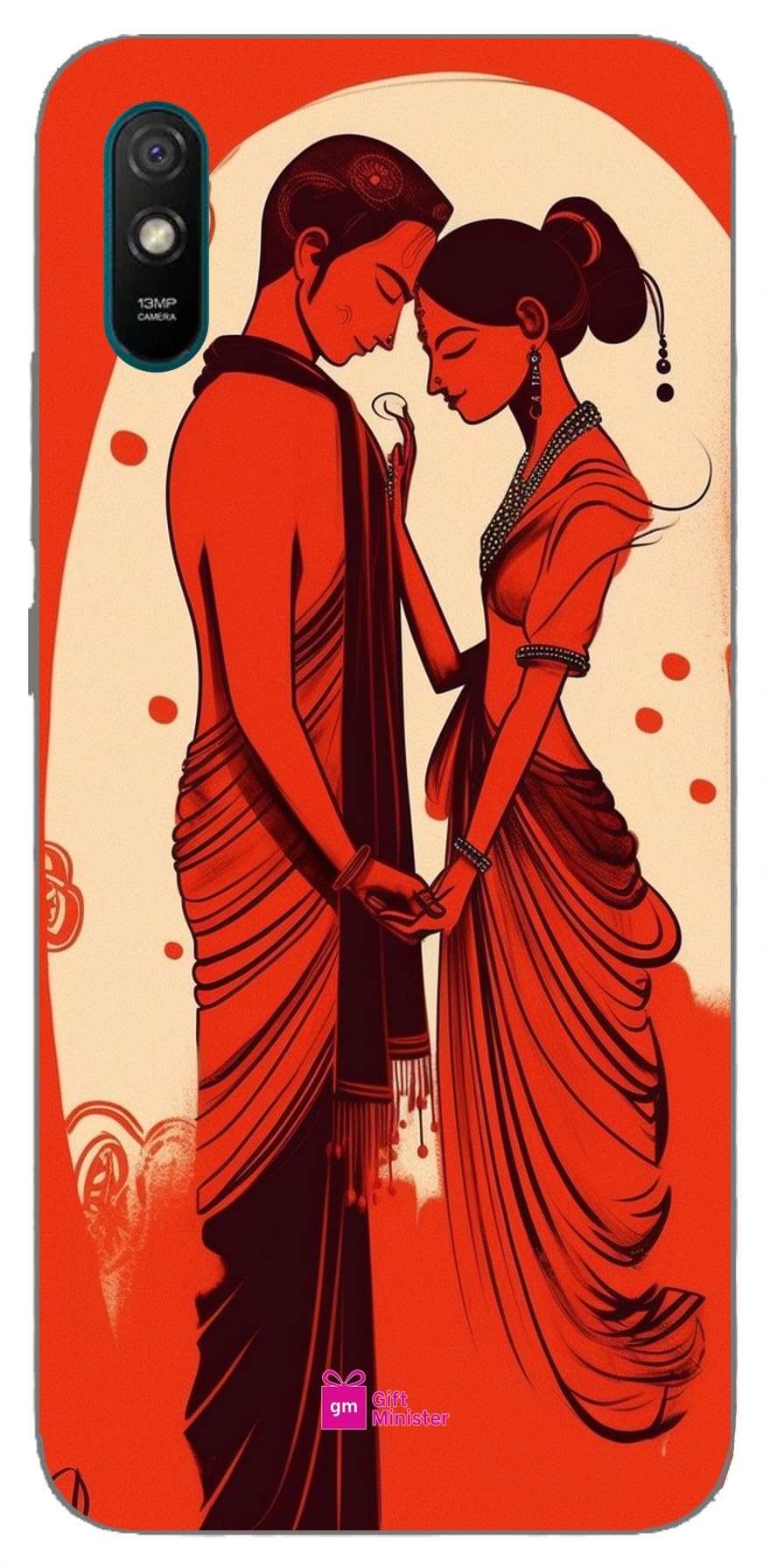 Gift Minister Soft Designer Mobile Case for Xiaomi Redmi 9A Back Cover Peach Puff - Happy Lovely Minimalistic India Inspired Marriage Calligraphy Art Story Bright Anti-Slip Clear 1Pcs 17012