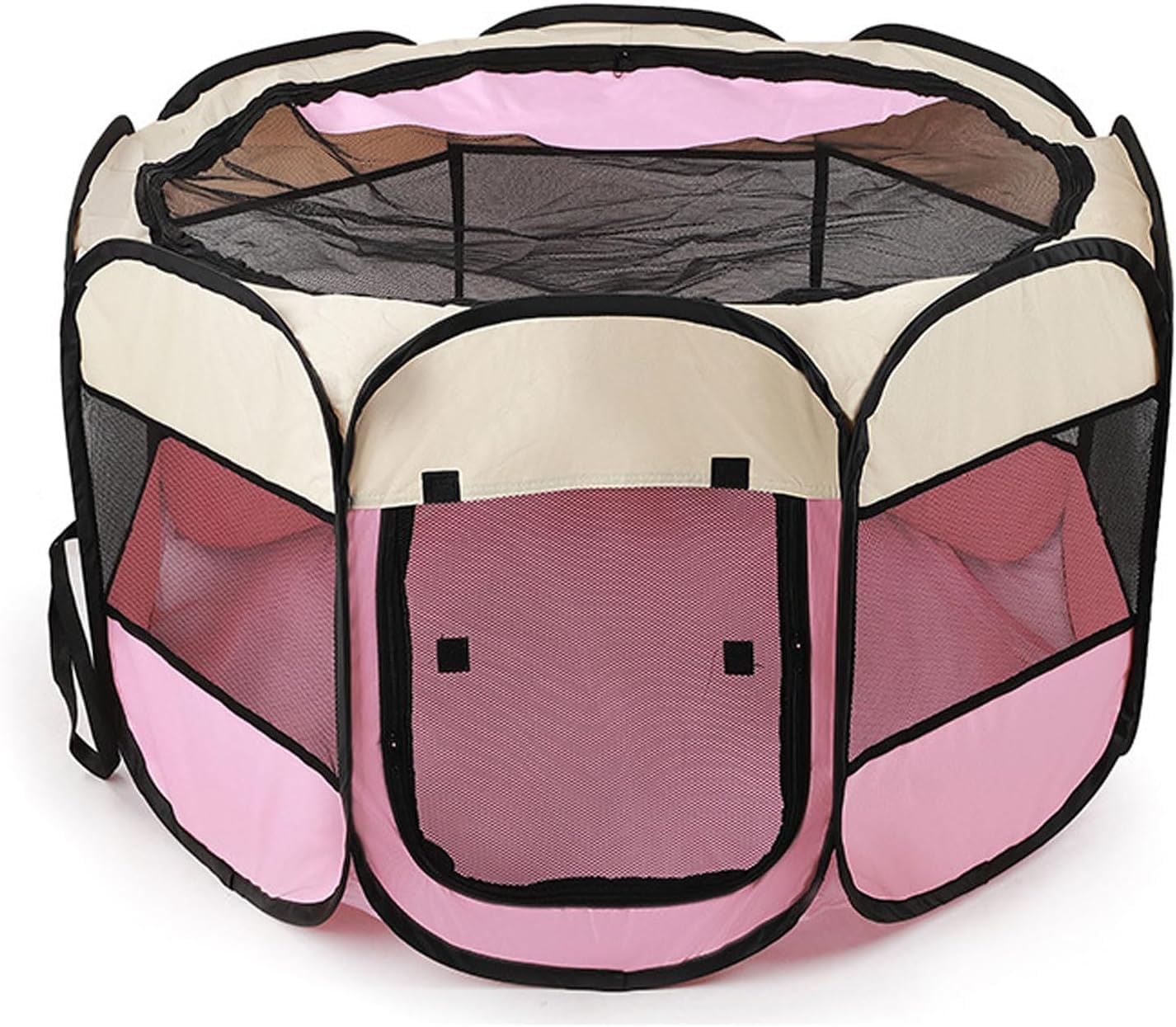 JupiterJX Pet Foldable Playpen Dog Cat Puppy Pen For Indoor Play Pen Crate, Breathable Mesh Carrier Kennel Soft Cage Tent For Extra Large Dogs Travel Puppies Playpens (Pink, 91x91x58 cm,XL)