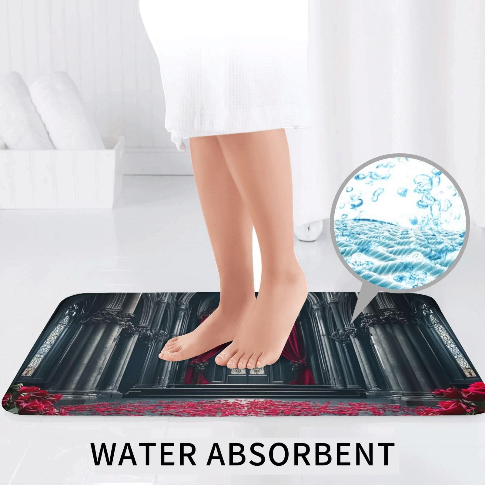 Set di 3 tappeti da bagno scuri per auditorium, morbidi e assorbenti, in memory foam e a forma di U, decorazione per la casa, ad asciugatura rapida