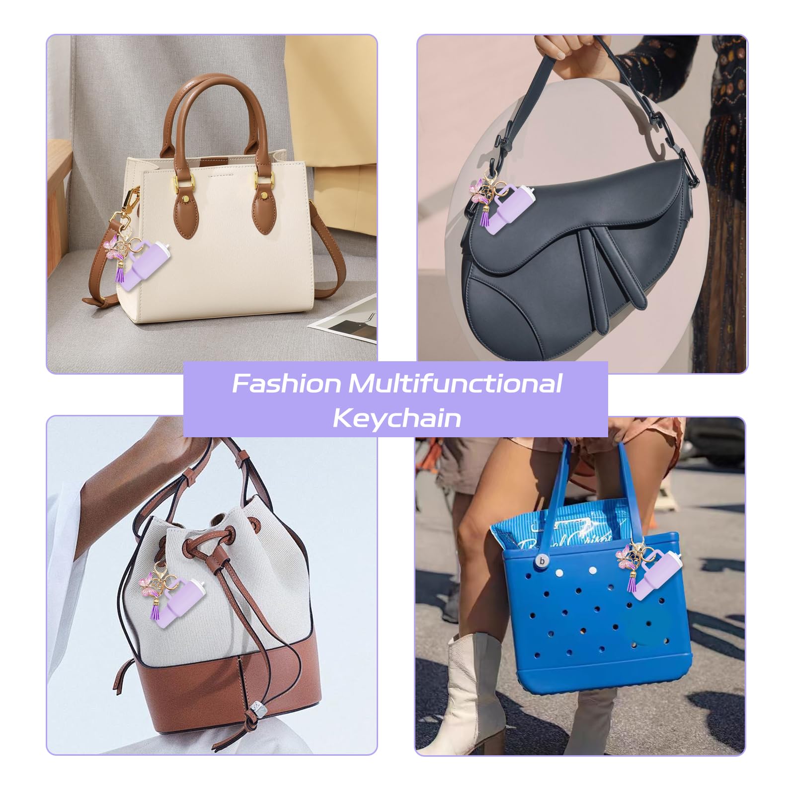 Mini llavero de vaso con soporte para chapstick, accesorios para llavero Stanley, bolsos de mujer, mochilas, bonito llavero