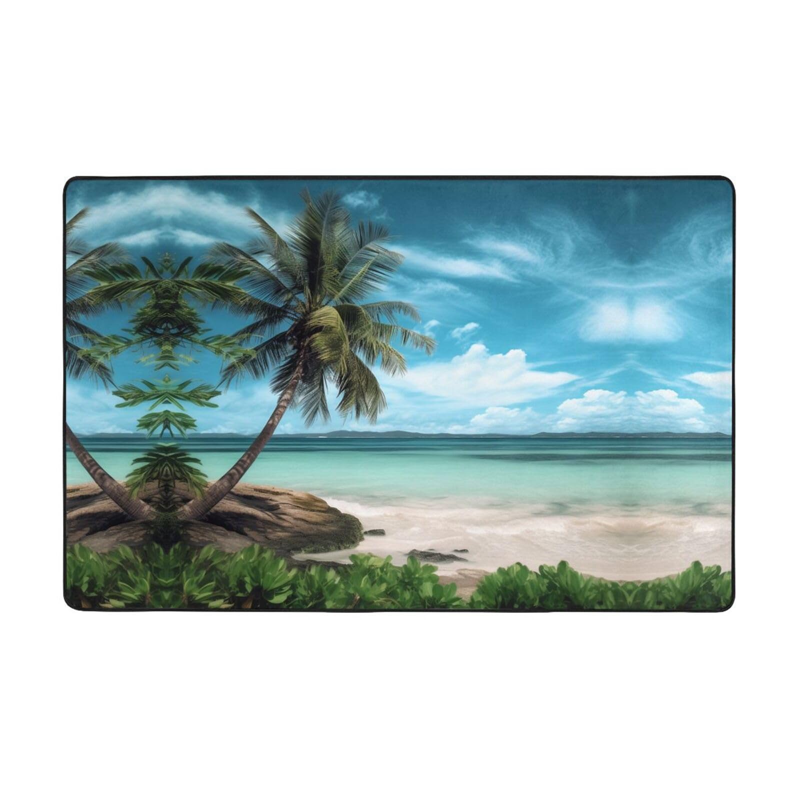 Tapis de sol doux et confortable à poils longs imprimé palmier maison