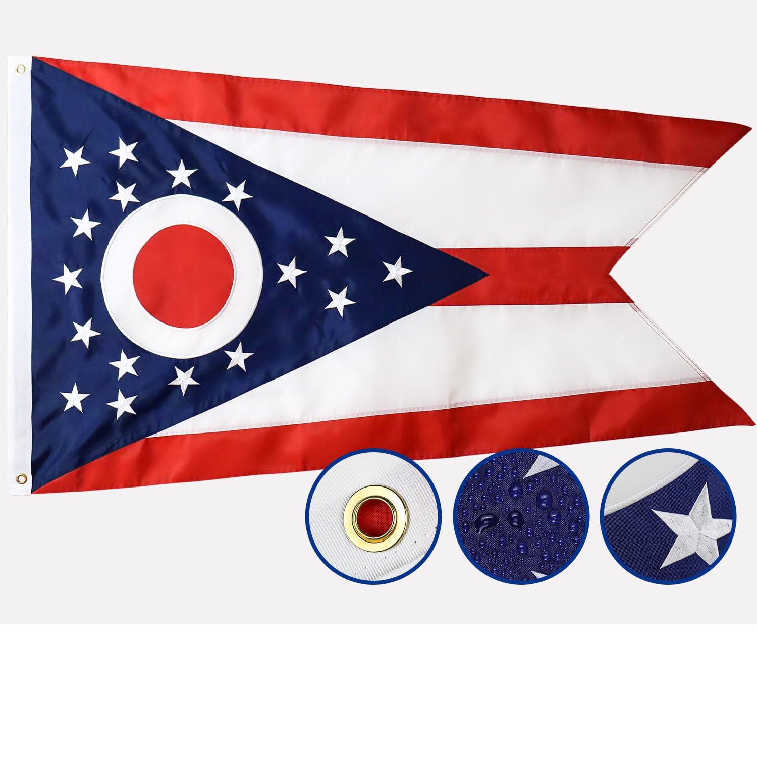 Amazon.com : Double Sided Ohio State Flag 3x5 Outdoor Made In USA The ...