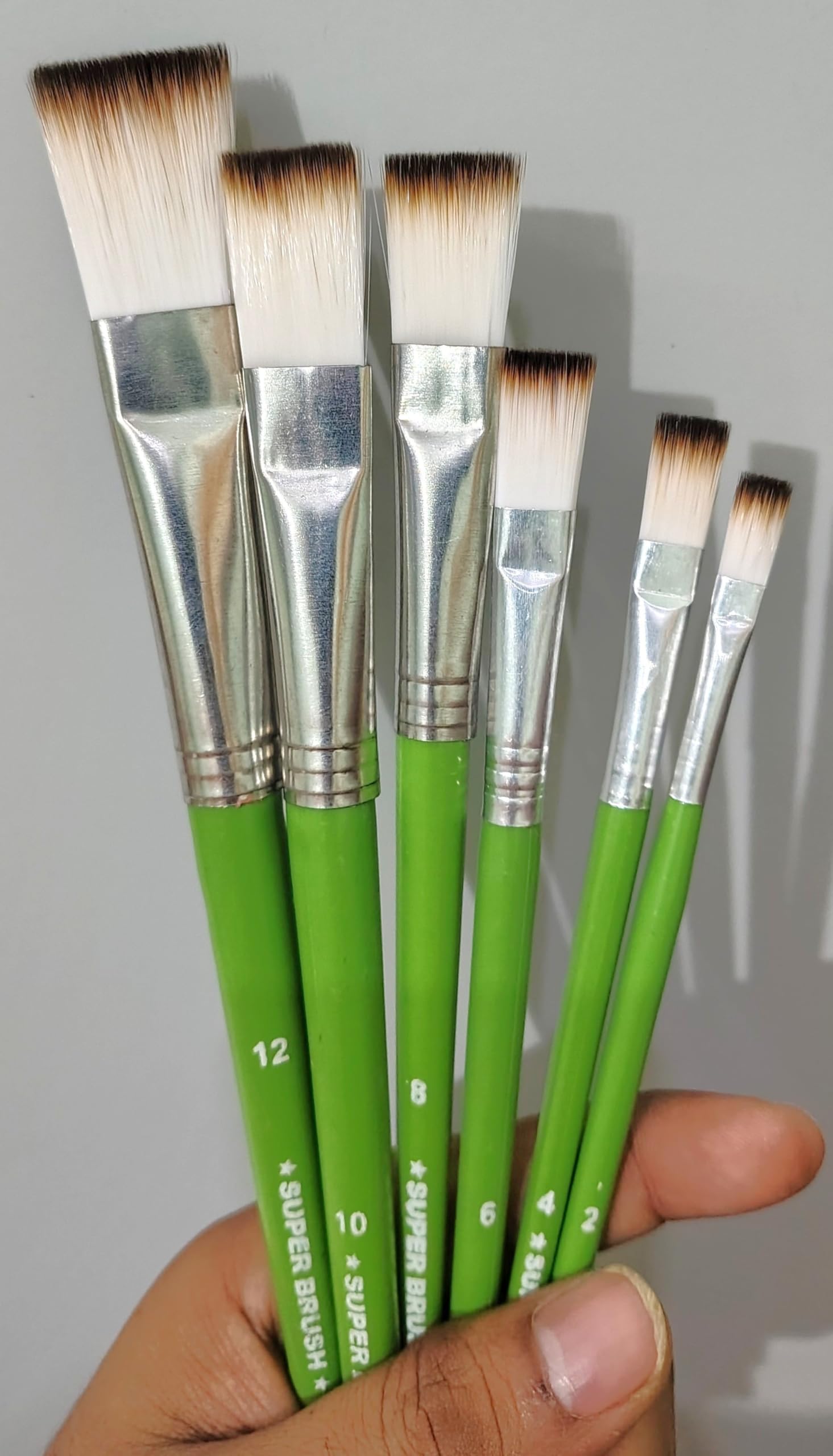 Artist Brushes Set of 6 (2,4,6,8,10,12) Flat Synthetic Nylon Hairs Paint Brushs for All Type Painting-image-21