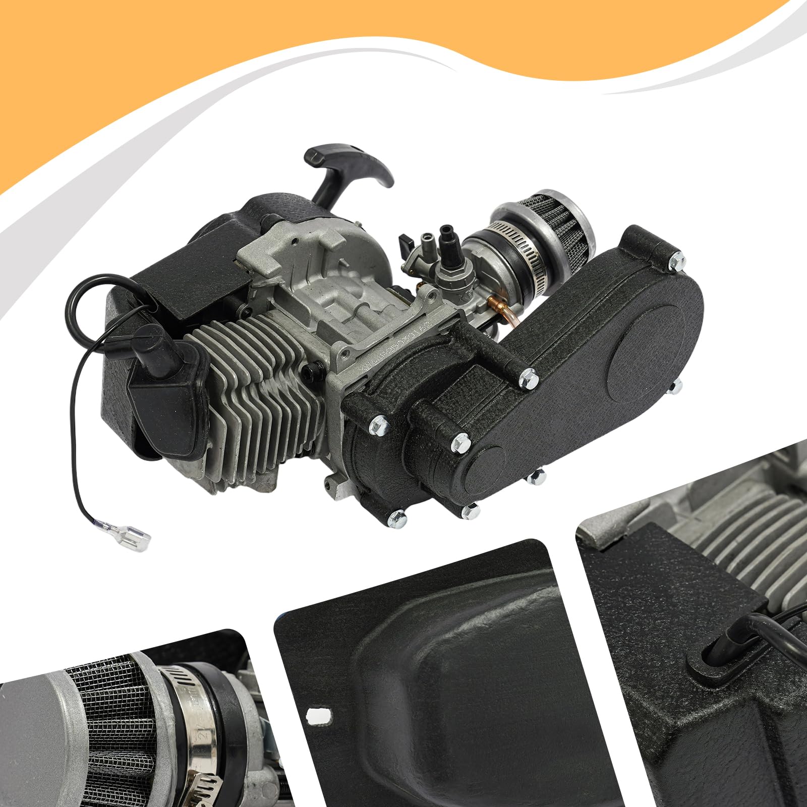 Motore Goddlgjik 49cc, 2 tempi a benzina con serbatoio carburante, 1,9 KW motore per Pocketbike, con avviamento a fune e accensione elettronica, per Pocketbikes, Mini Dirtbikes, Strandbikes, Quads e