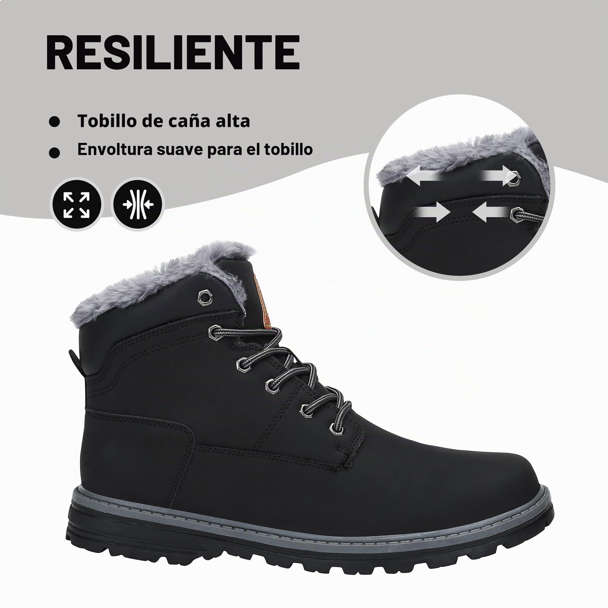 Mishansha Botas de Nieve Hombre Mujer Invierno Negro Grafito Gr.41