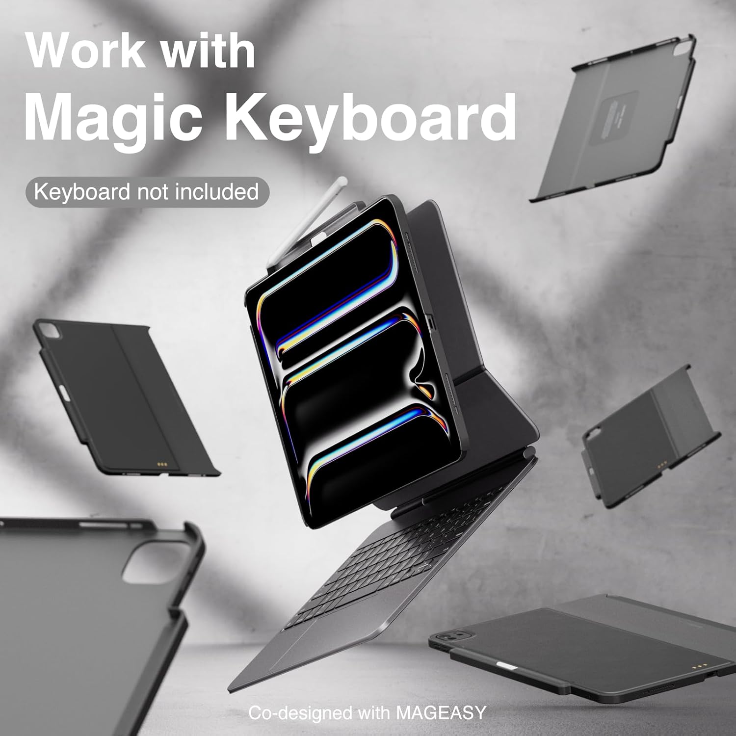 SWITCHEASY CoverBuddy for 2024 iPad Pro 13" M4 - Magic Keyboard Compatible Case for iPad Pro (M4), Enhanced Thickness & Heat Dissipation [Keyboard Not Included] - White (Leather)